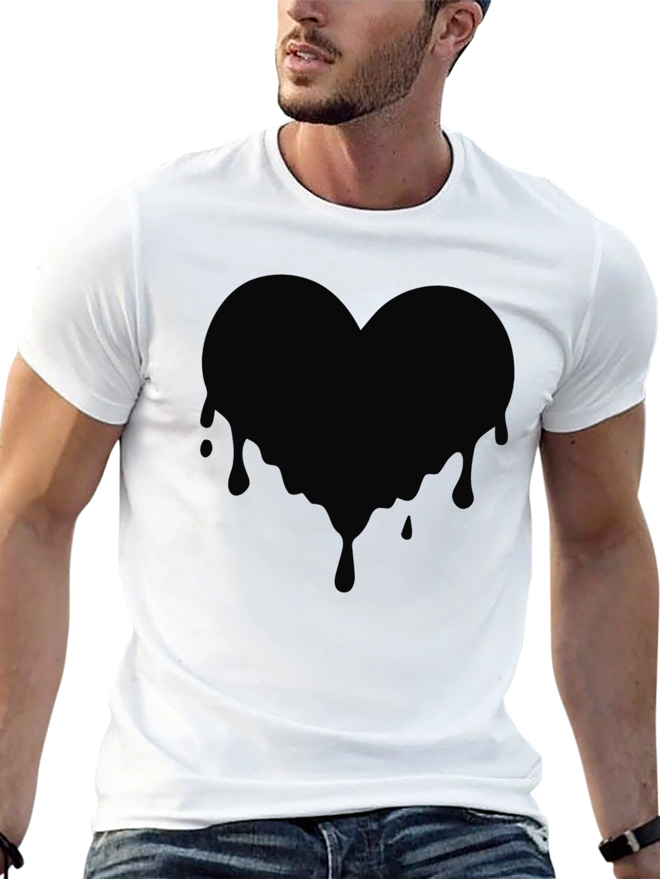 Dripping Heart Graphic Tee - Mens Black T-Shirt