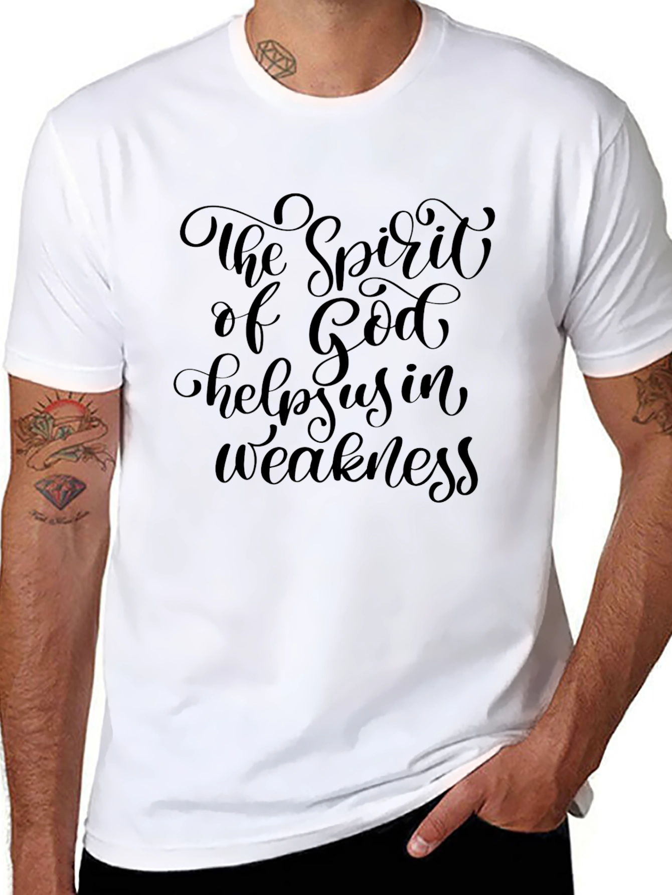 Faith Inspired Tee: Spirit of God Helps Us