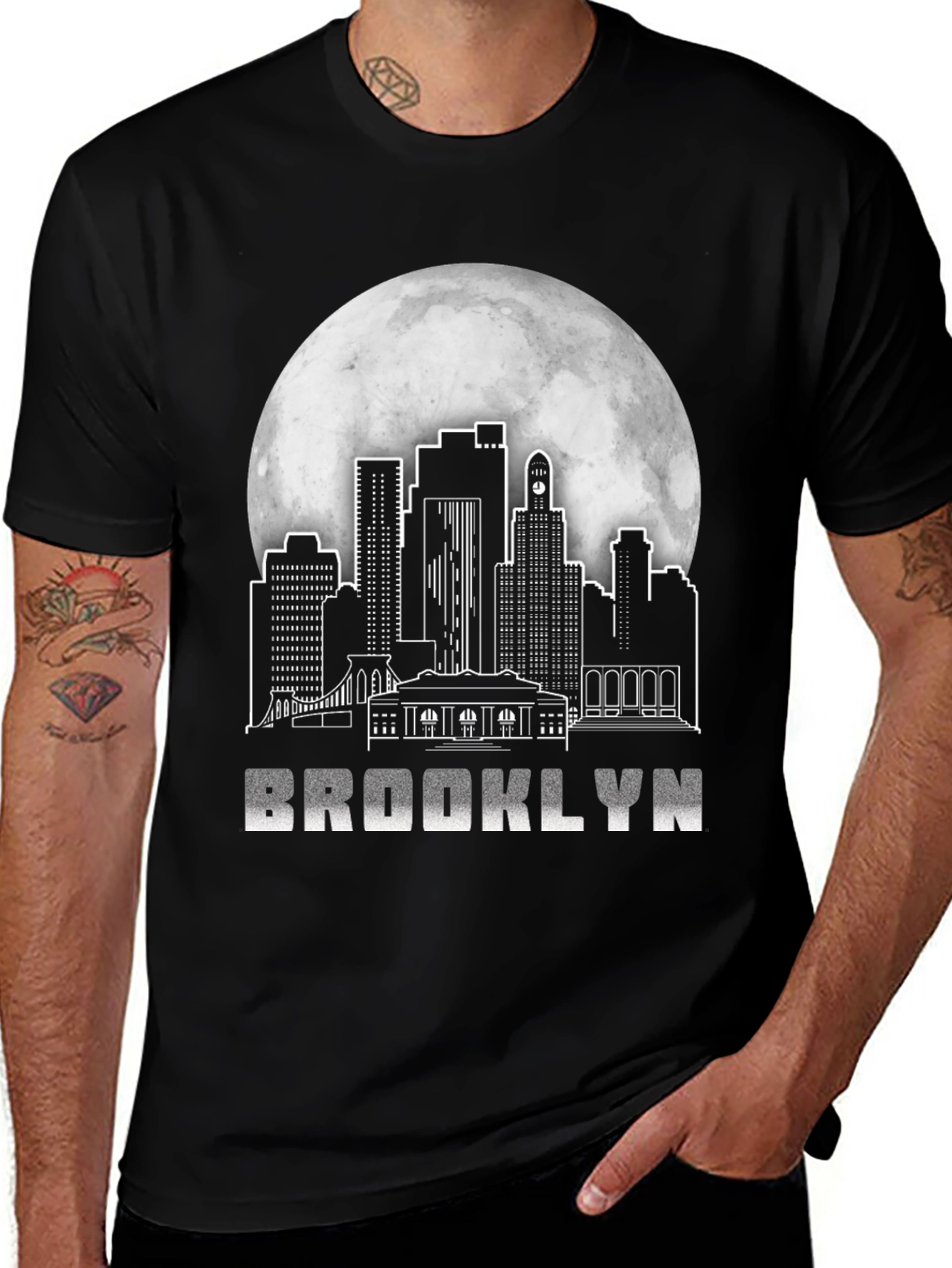 Brooklyn Skyline T-Shirt - Black Graphic Tee