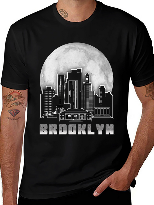 Brooklyn Skyline T-Shirt - Black Graphic Tee