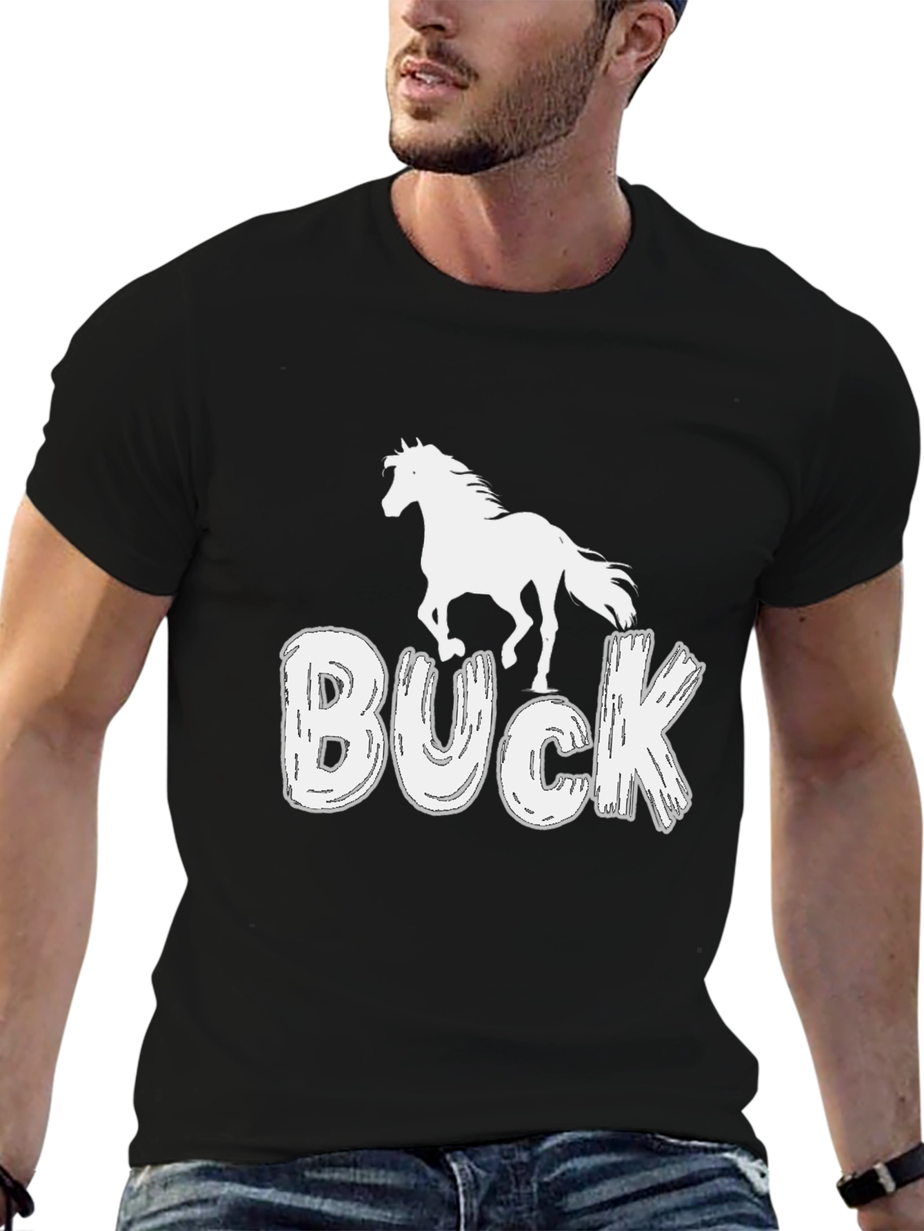 Buck Horse T-Shirt - Black Graphic Tee