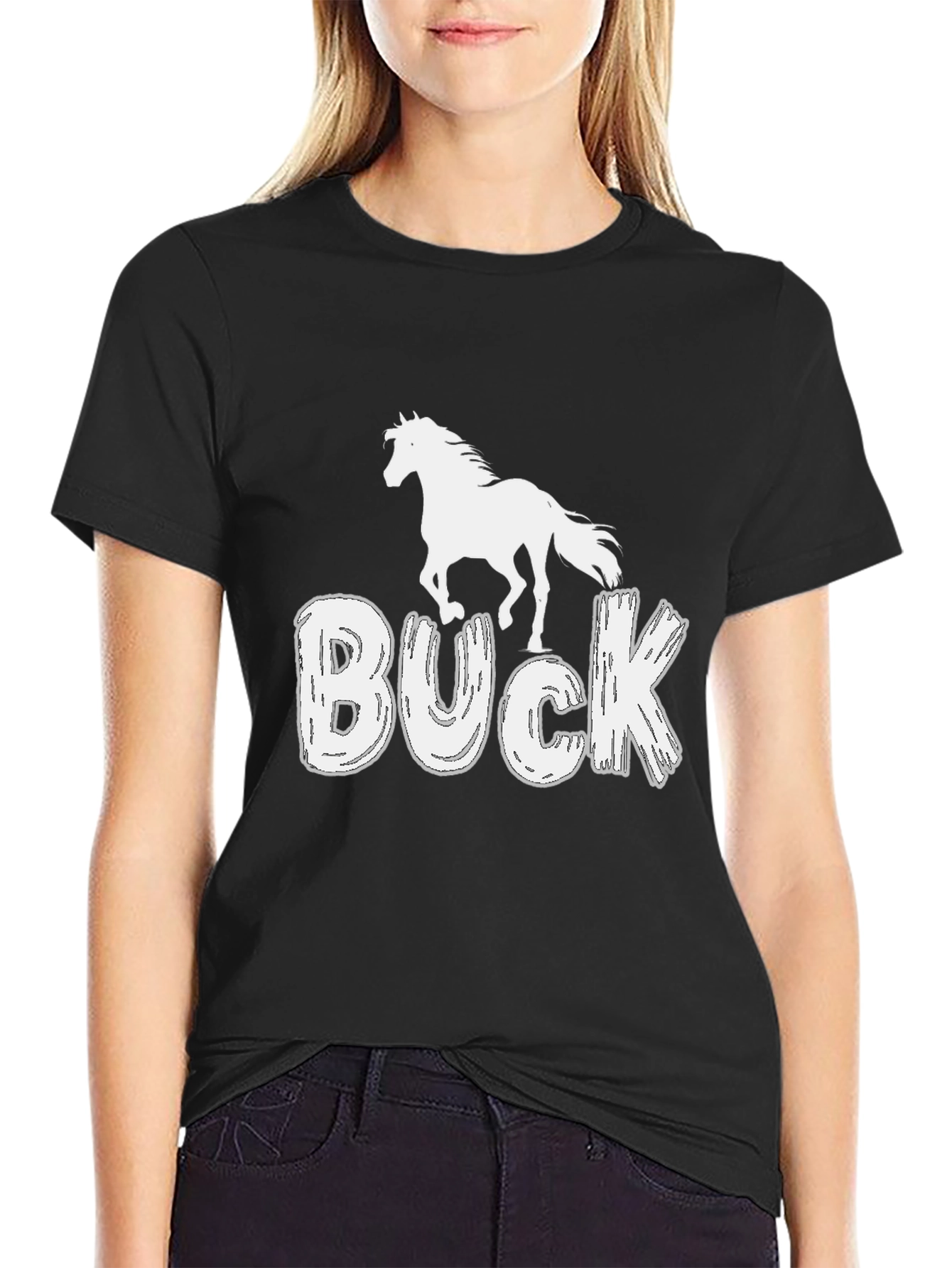 Buck Horse T-Shirt - Black Graphic Tee