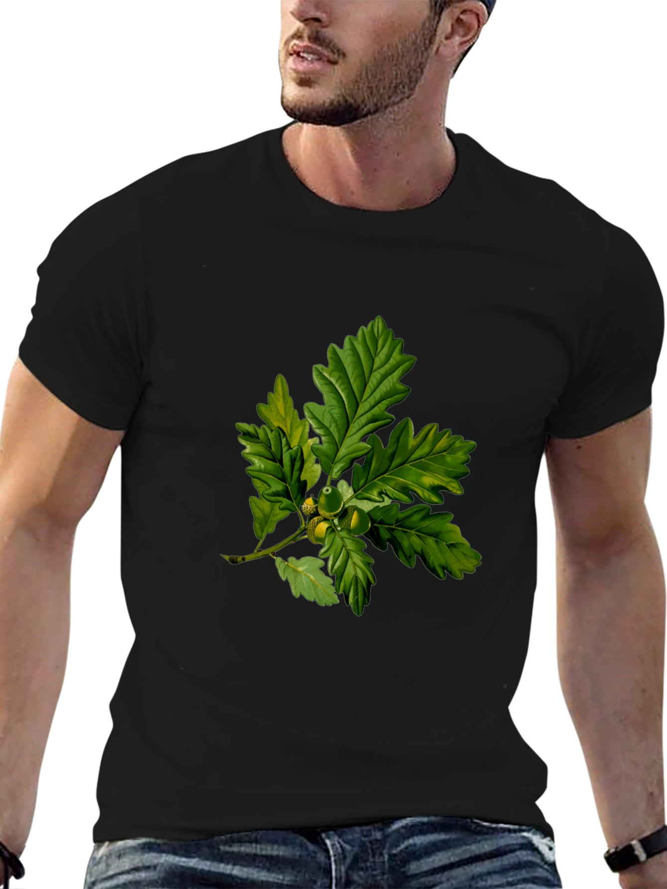 Nature Oak Leaf Graphic Tee - Stylish Botanical Print