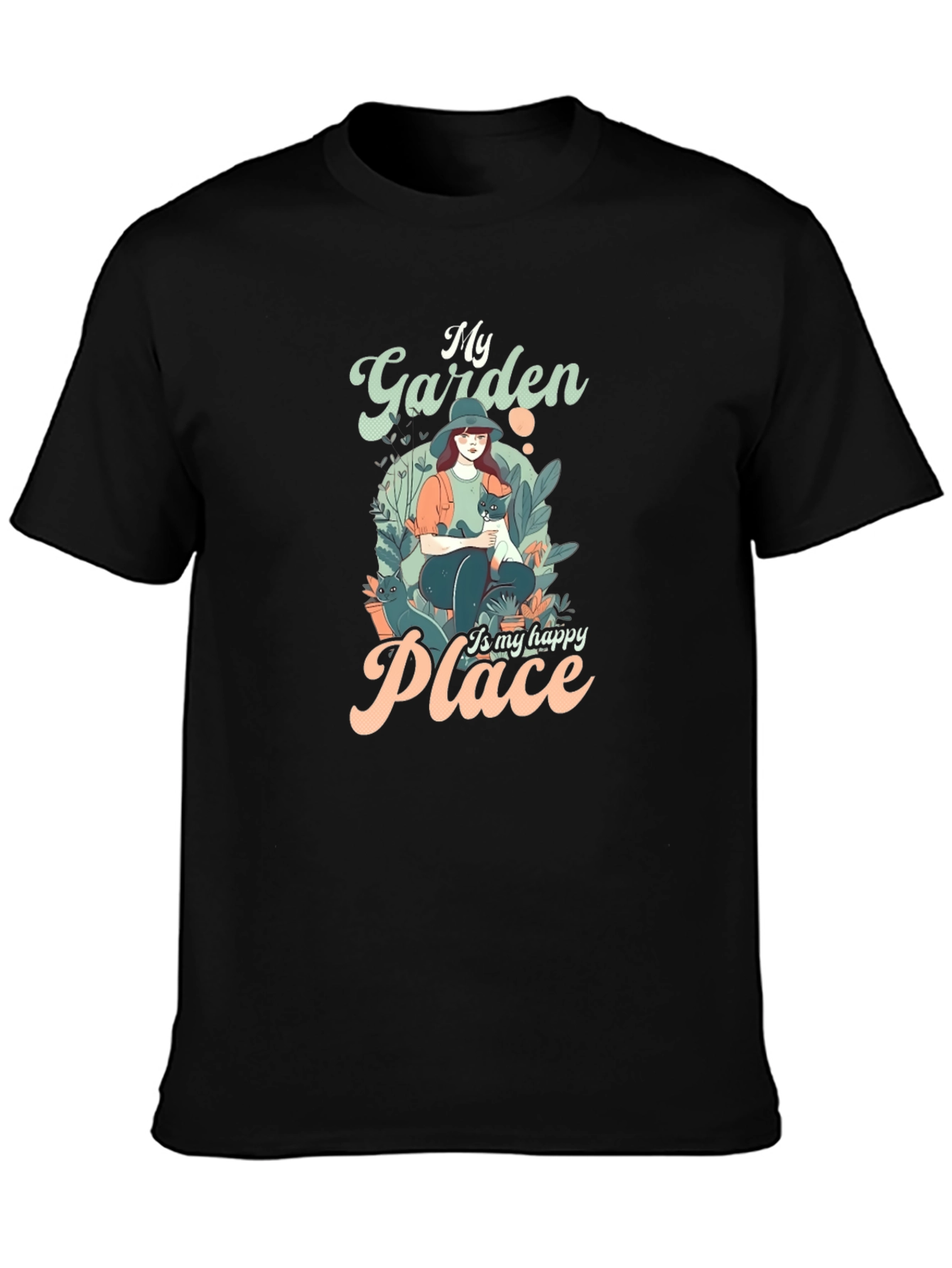 My Garden is My Happy Place Black T-Shirt