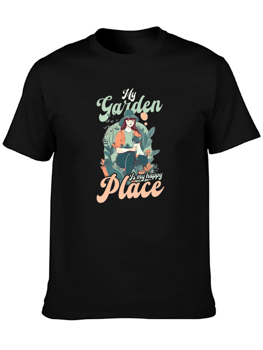 My Garden is My Happy Place Black T-Shirt