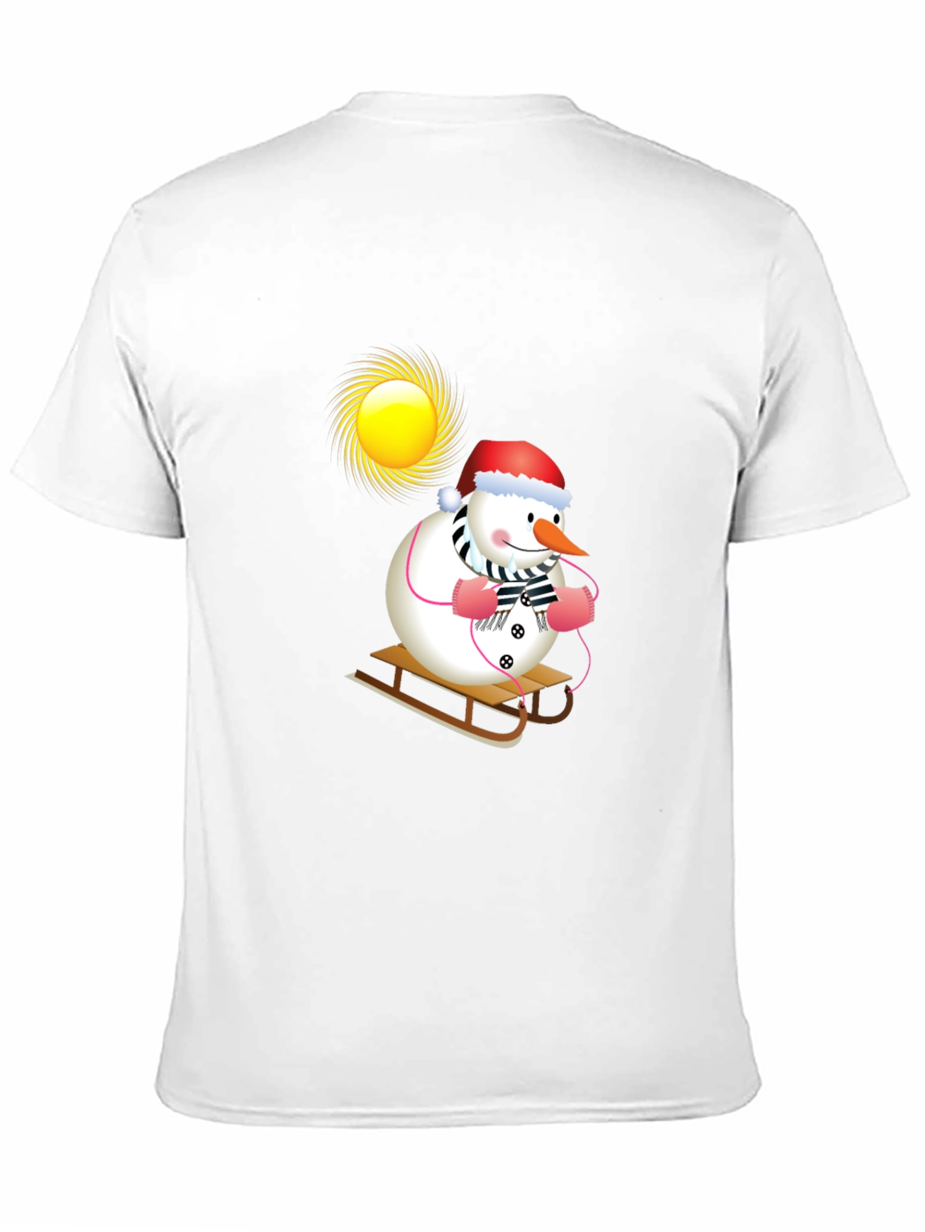 Festive Snowman Sledding T-Shirt - Holiday Cheer