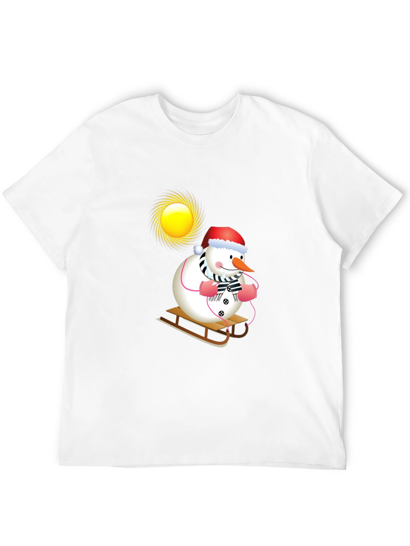 Festive Snowman Sledding T-Shirt - Holiday Cheer