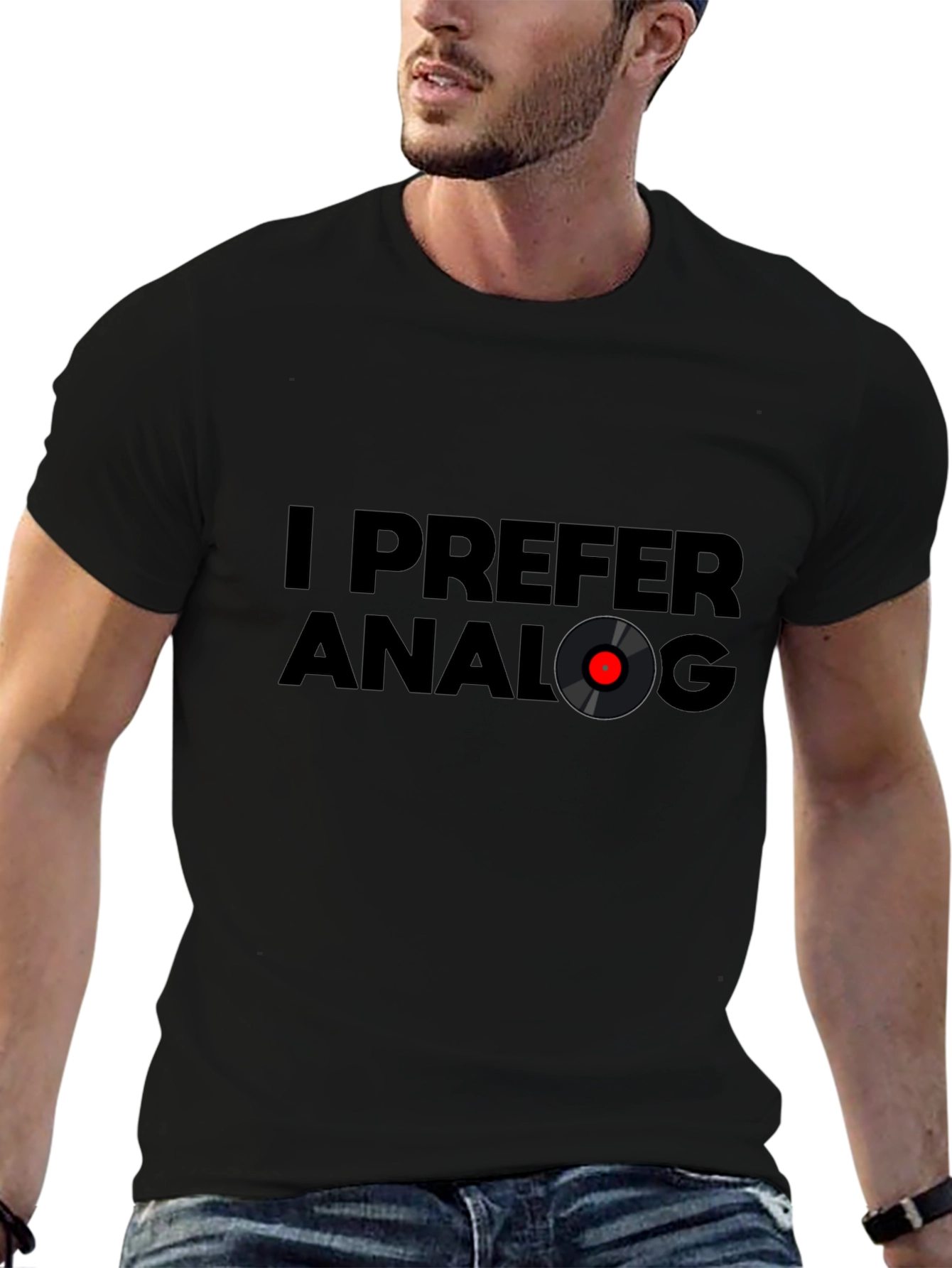I Prefer Analog Black T-Shirt - Music Lover Tee