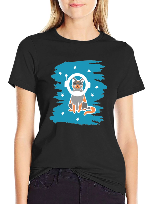 Astronaut Cat Graphic T-Shirt - Space Kitty Tee