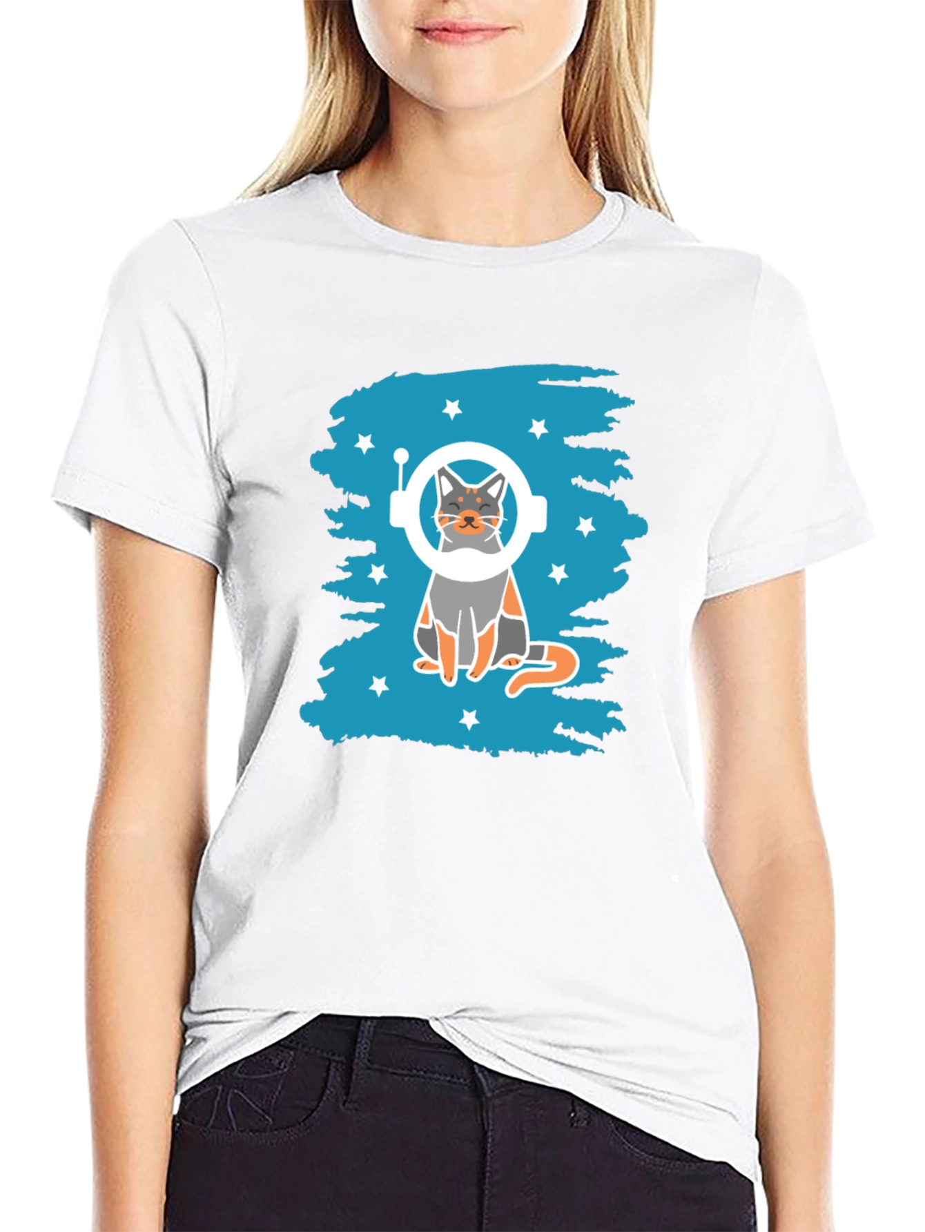 Astronaut Cat Graphic T-Shirt - Space Kitty Tee