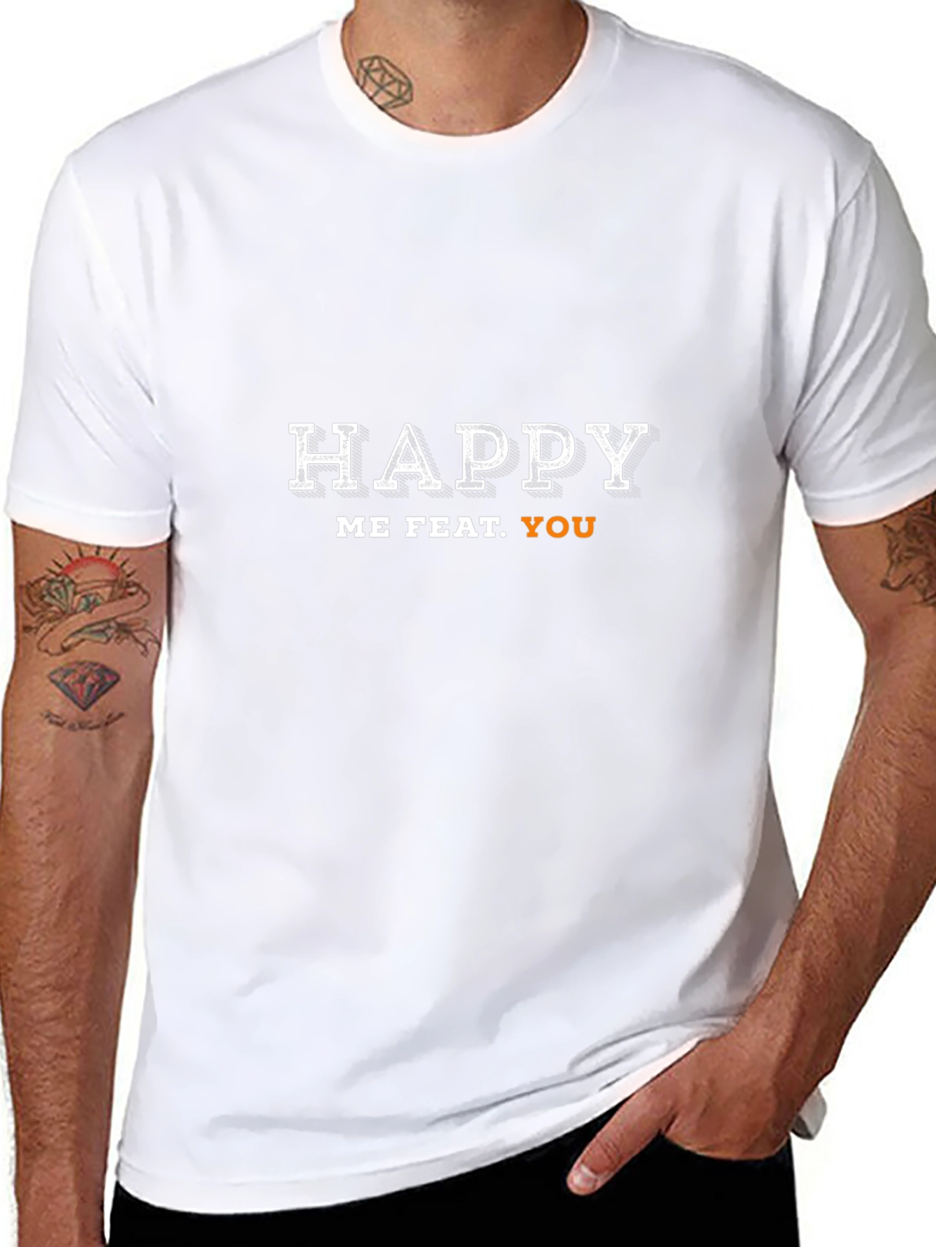 Happy Me Feat. You Black Graphic Tee