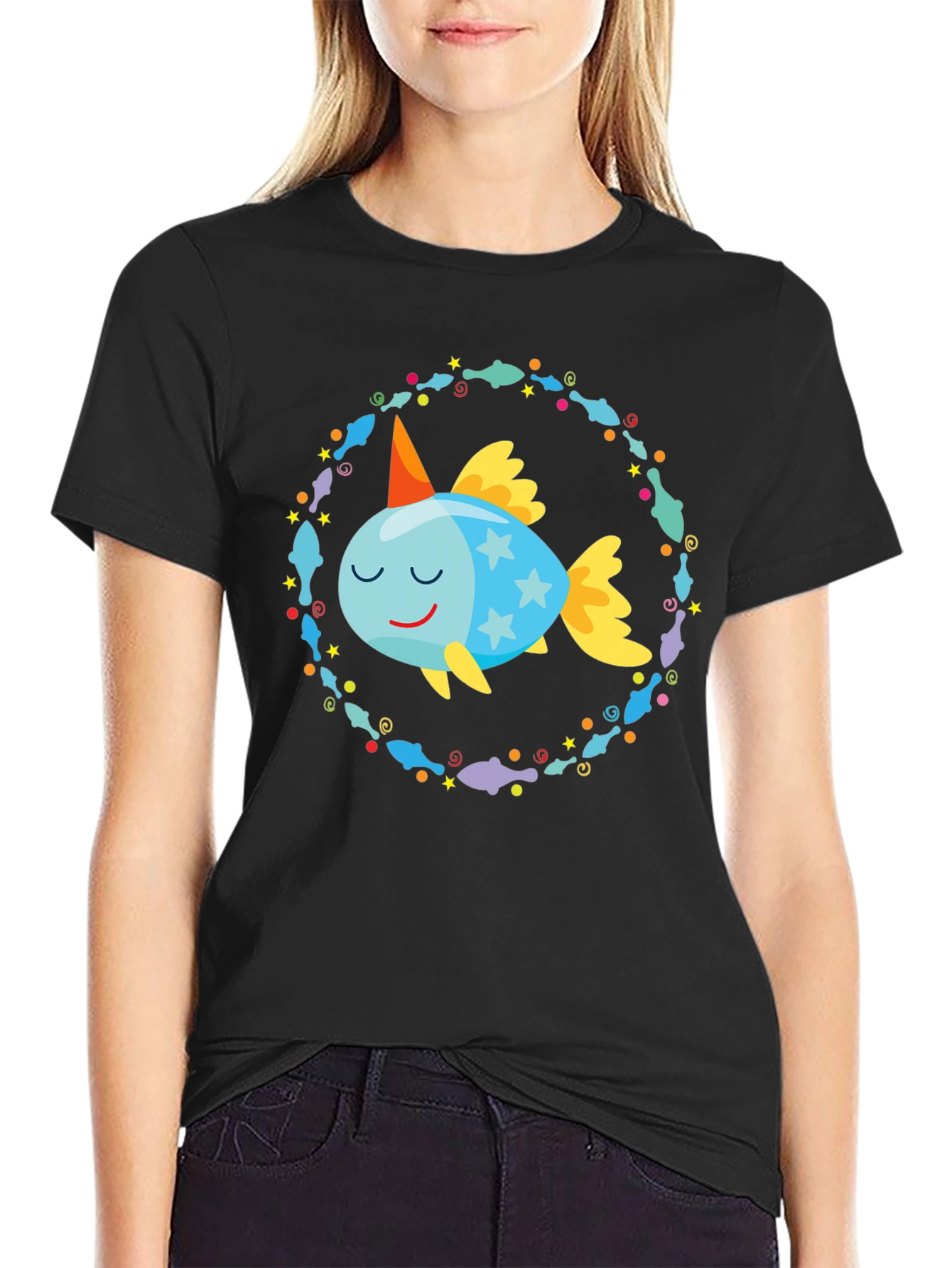 Cartoon Fish T-Shirt: Whimsical Design Comfortable Fit