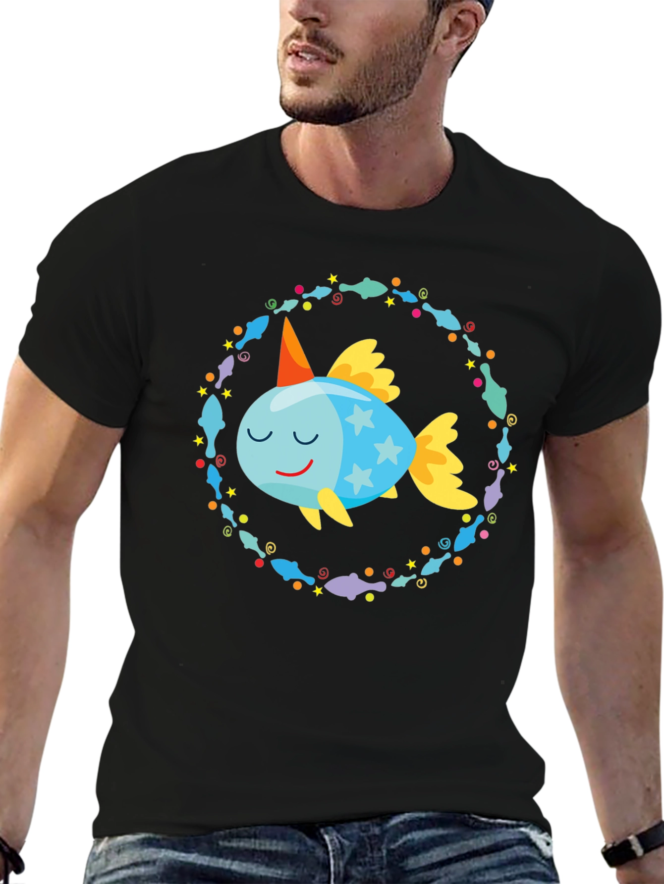 Cartoon Fish T-Shirt: Whimsical Design Comfortable Fit