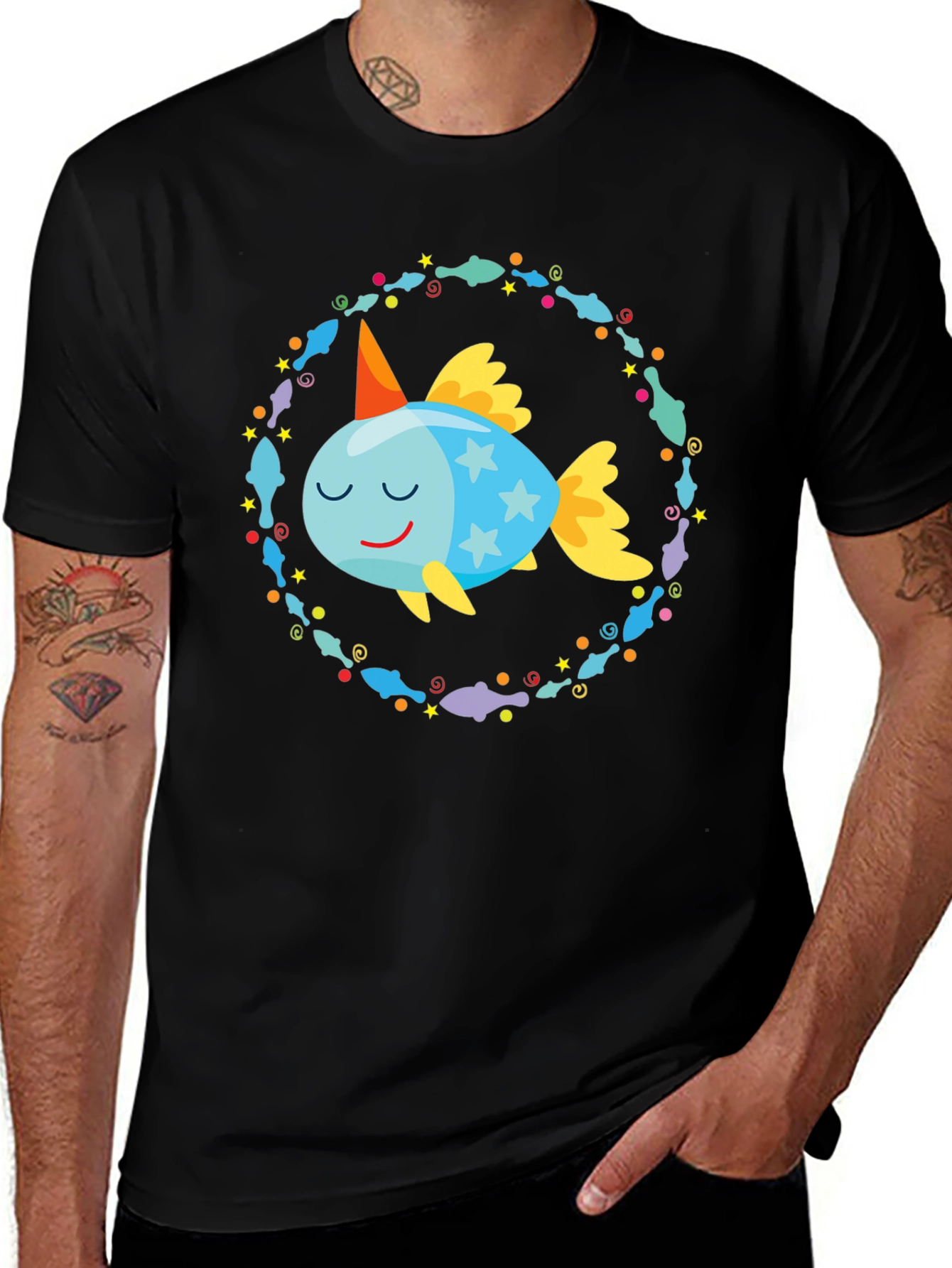 Cartoon Fish T-Shirt: Whimsical Design Comfortable Fit