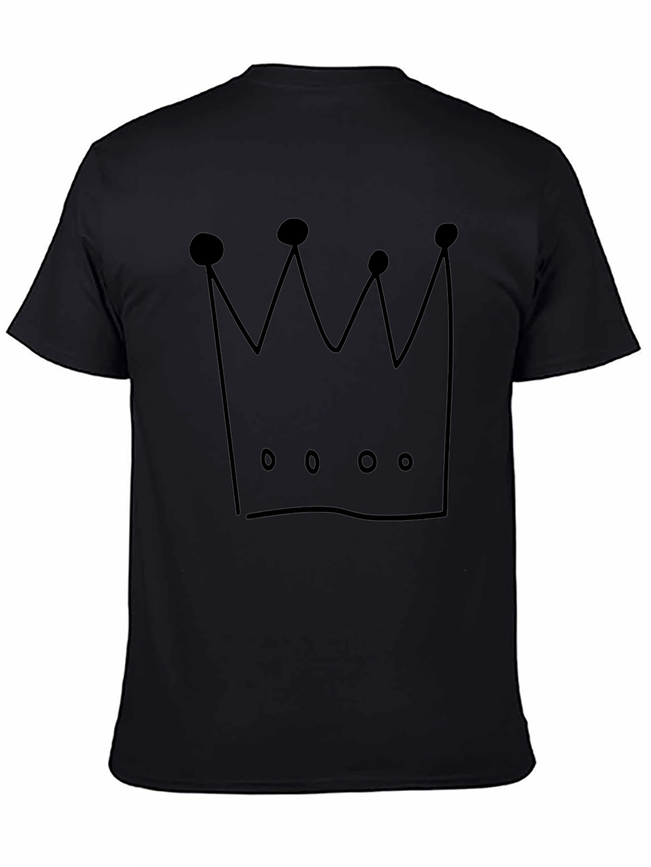 Crown Graphic Tee - Black Crew Neck Casual Shirt