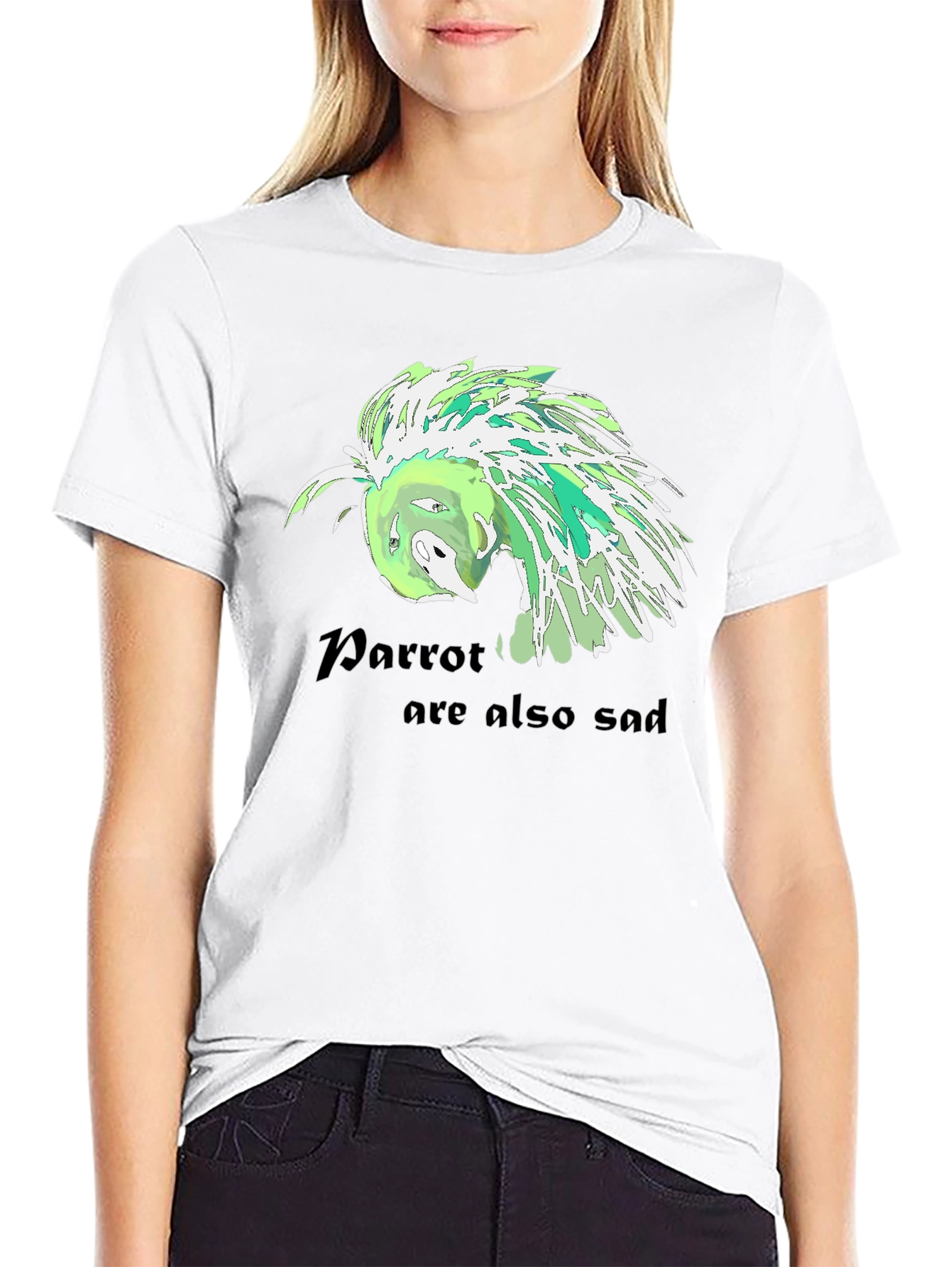 Sad Parrot Graphic Tee - Unique Mens T-Shirt