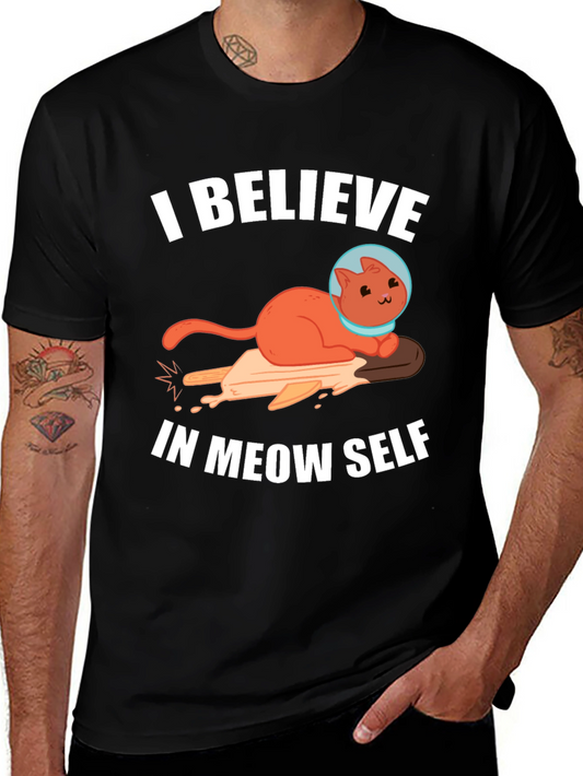 I Believe In Meow Self T-Shirt Cat Astronaut