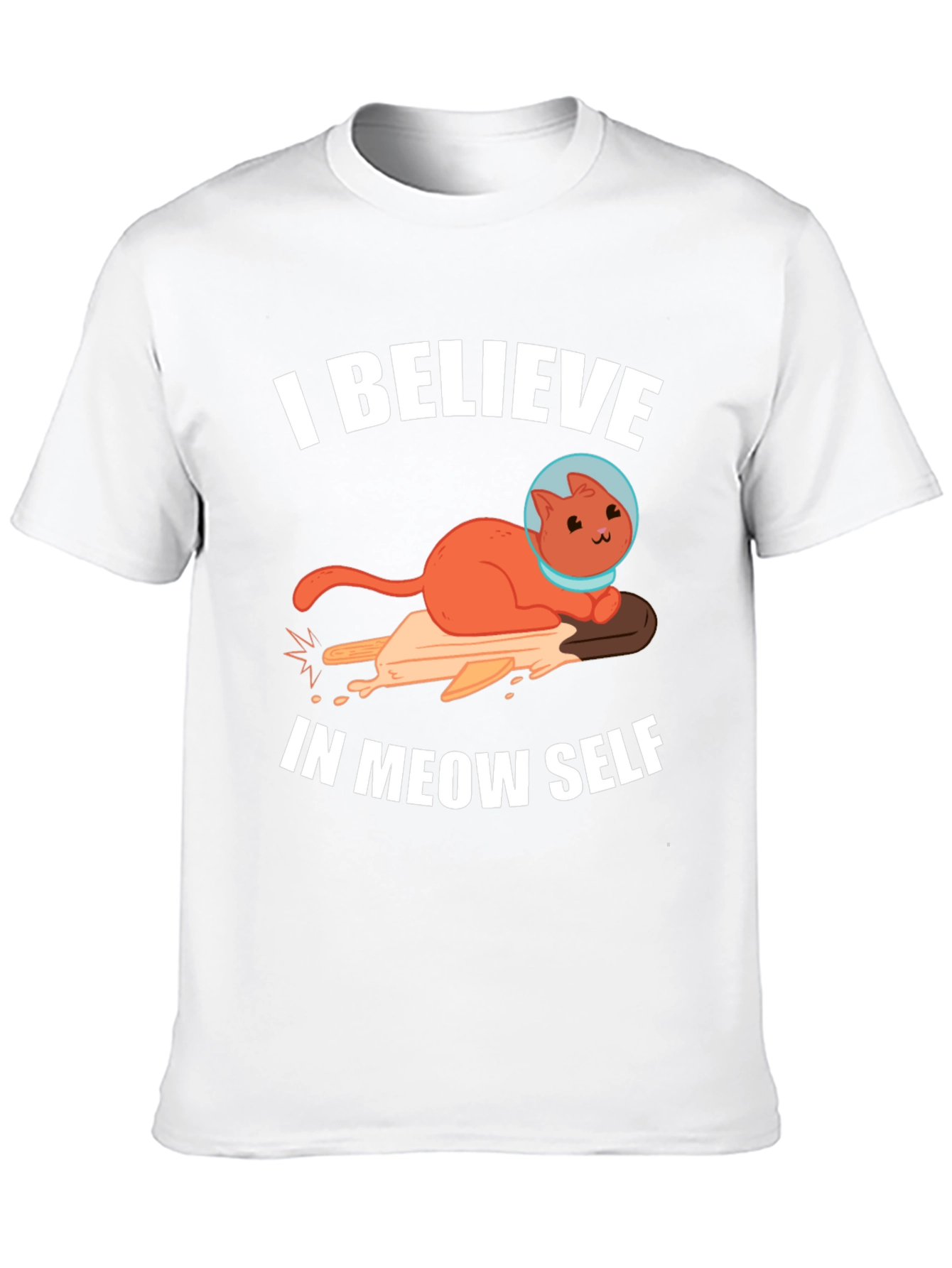 I Believe In Meow Self T-Shirt Cat Astronaut