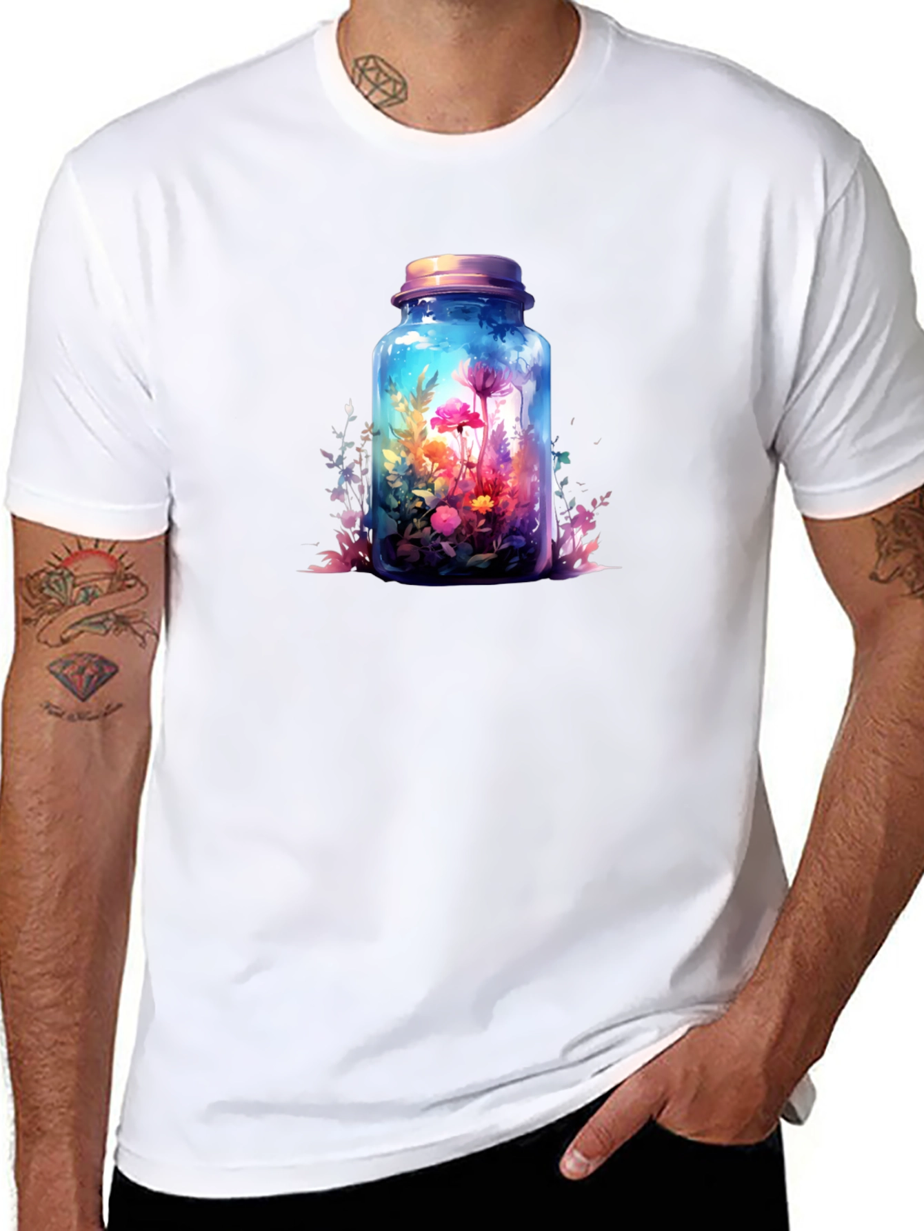 Floral Terrarium Graphic Tee - Mens Black T-Shirt