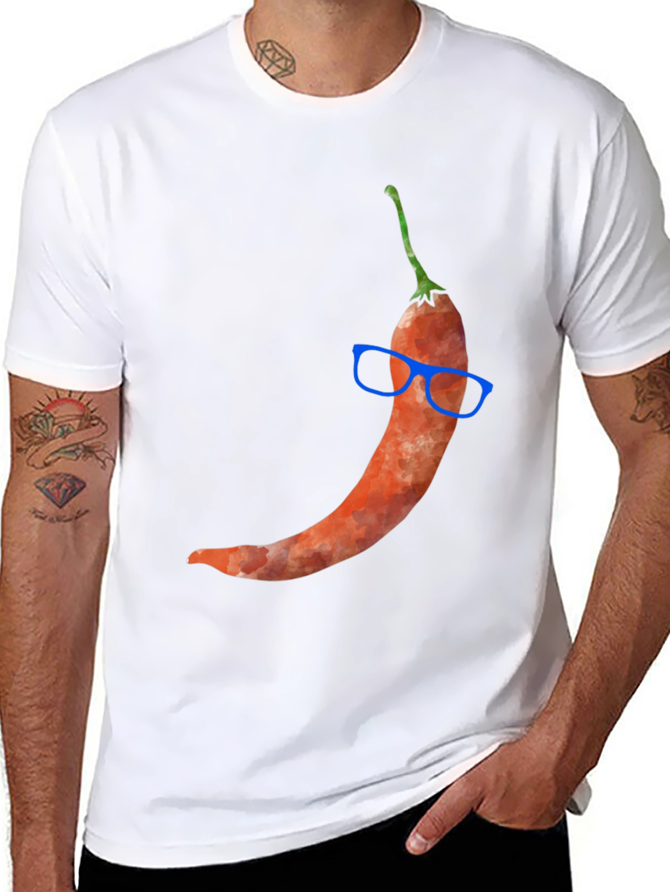 Chili Pepper with Glasses Graphic Tee - Quirky Style