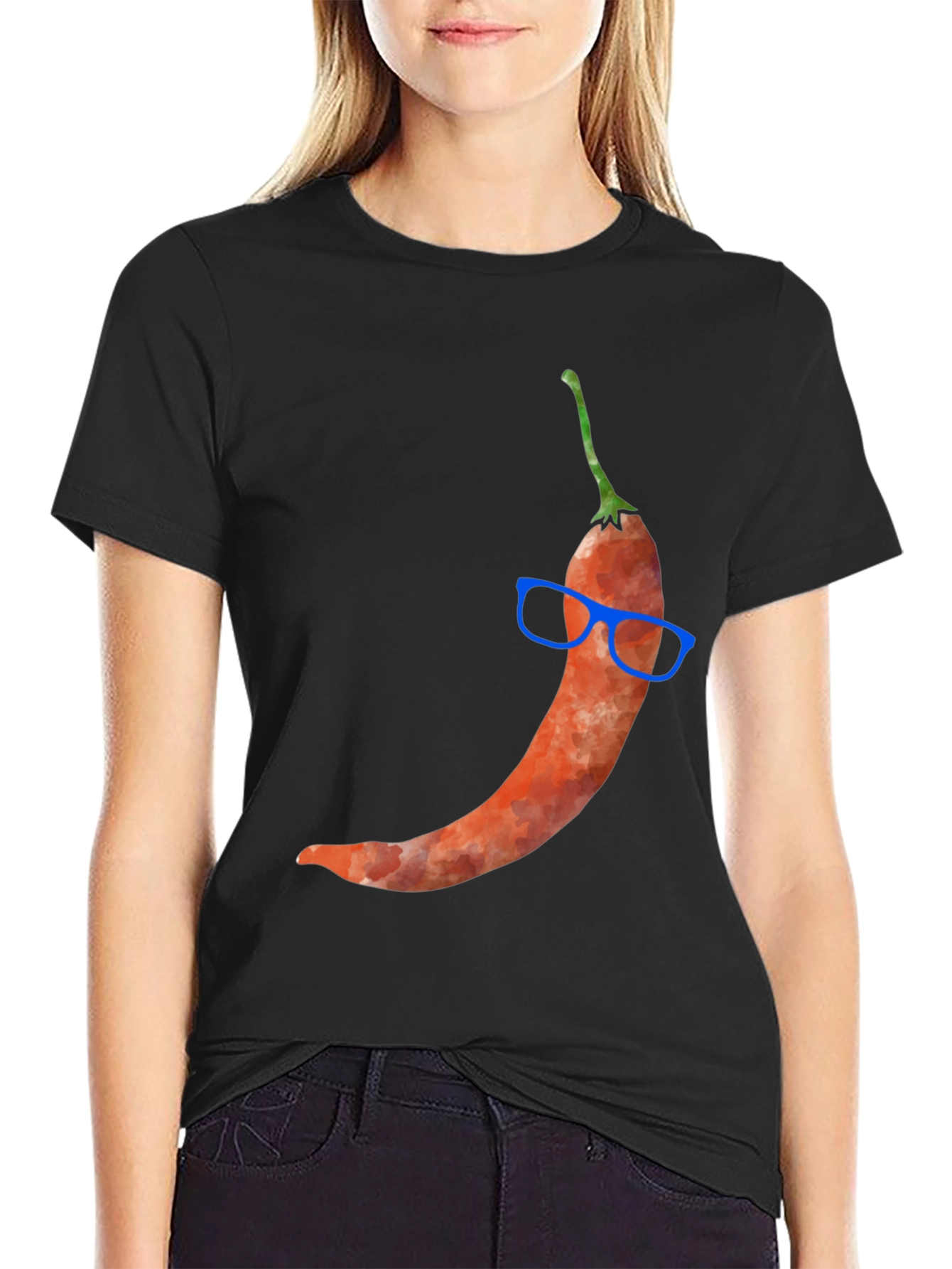 Chili Pepper with Glasses Graphic Tee - Quirky Style