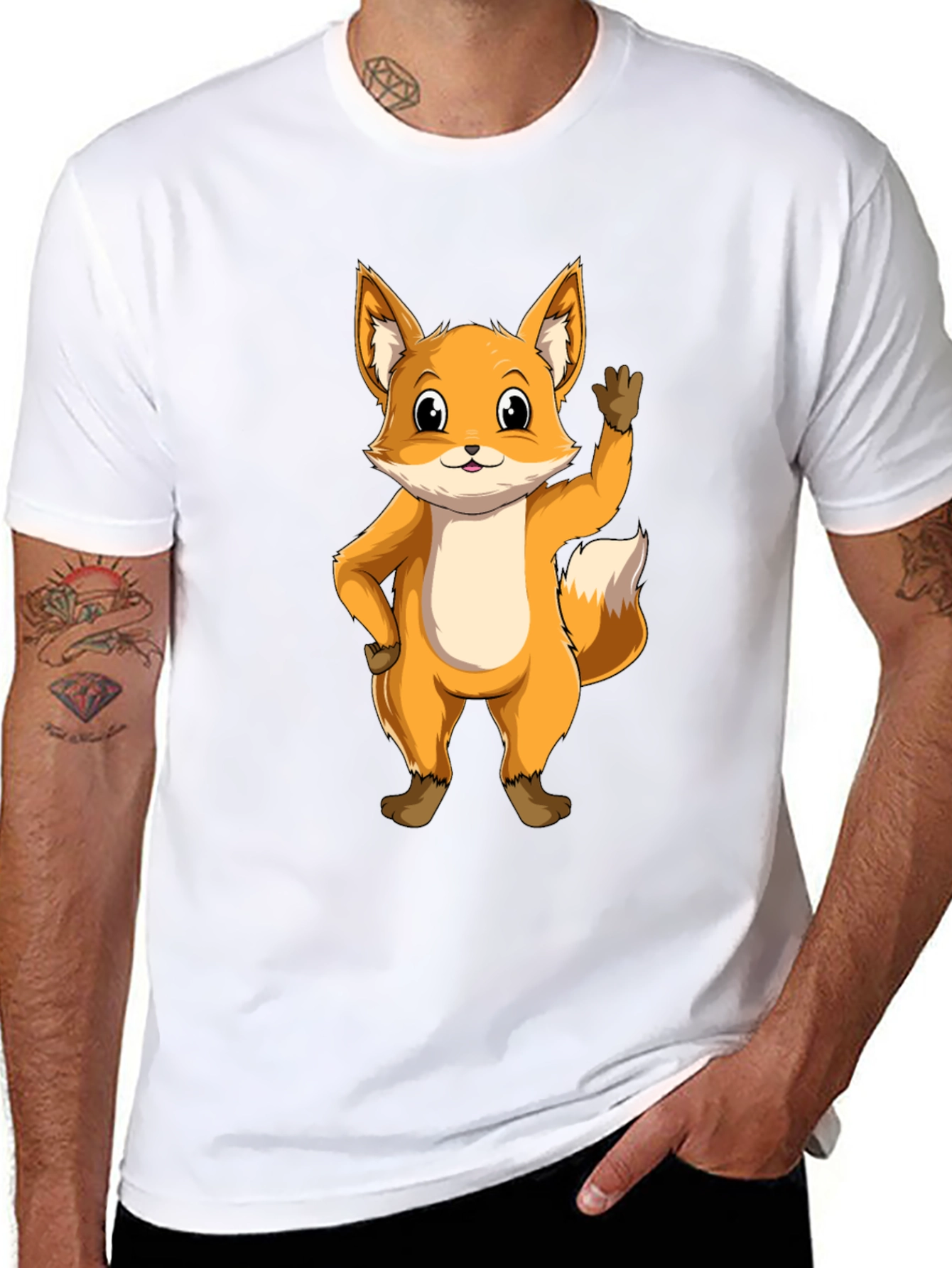 Cute Fox Graphic Tee - Black Unisex T-Shirt