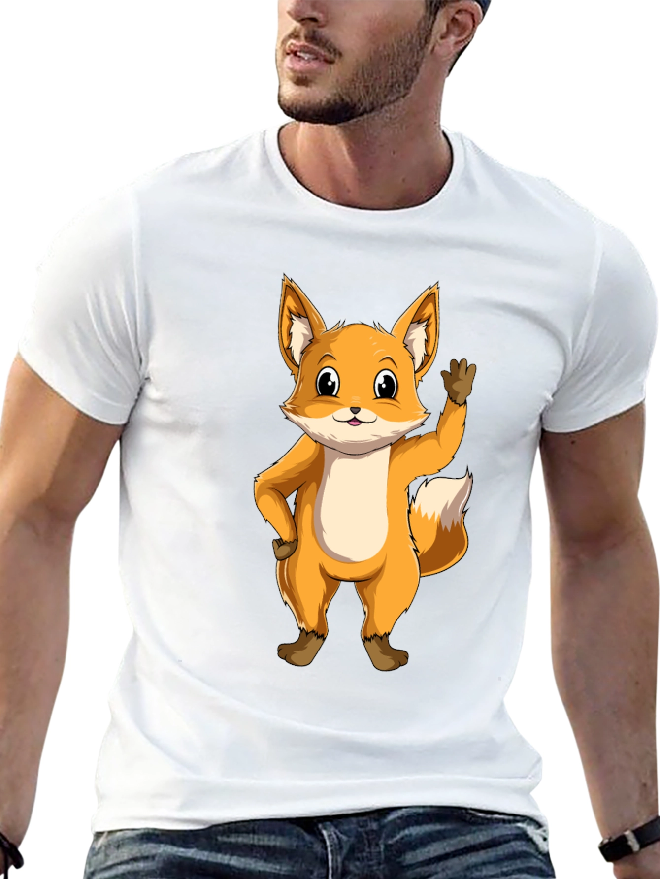 Cute Fox Graphic Tee - Black Unisex T-Shirt