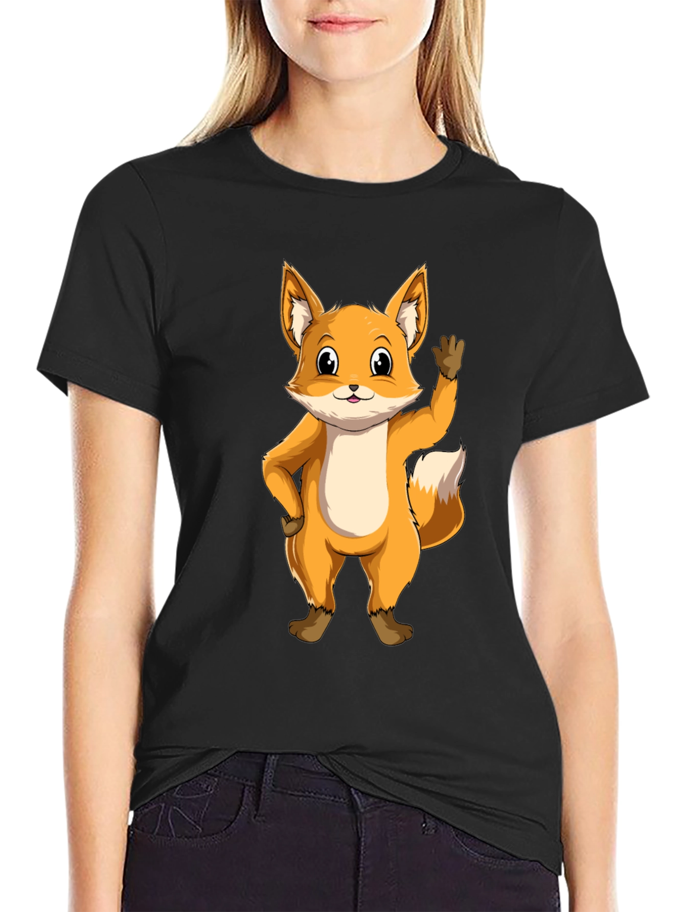 Cute Fox Graphic Tee - Black Unisex T-Shirt