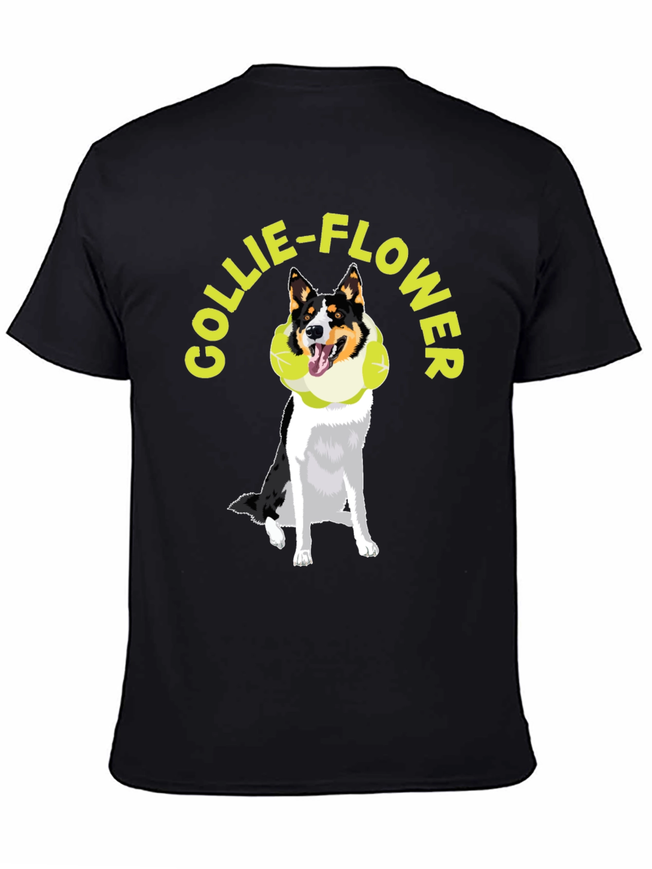 Collie-Flower Graphic T-Shirt