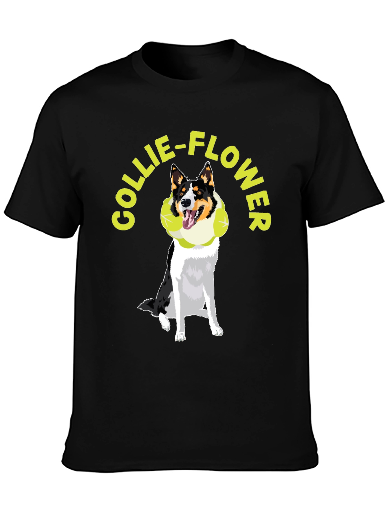 Collie-Flower Graphic T-Shirt
