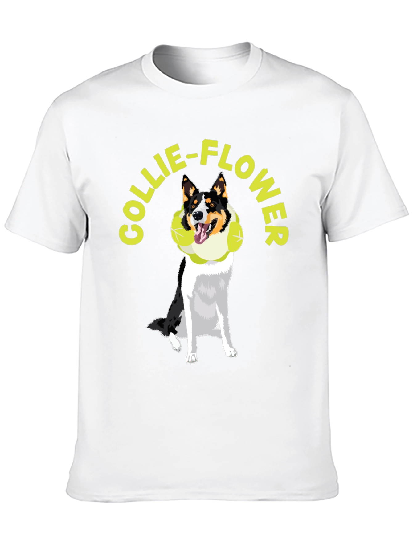 Collie-Flower Graphic T-Shirt