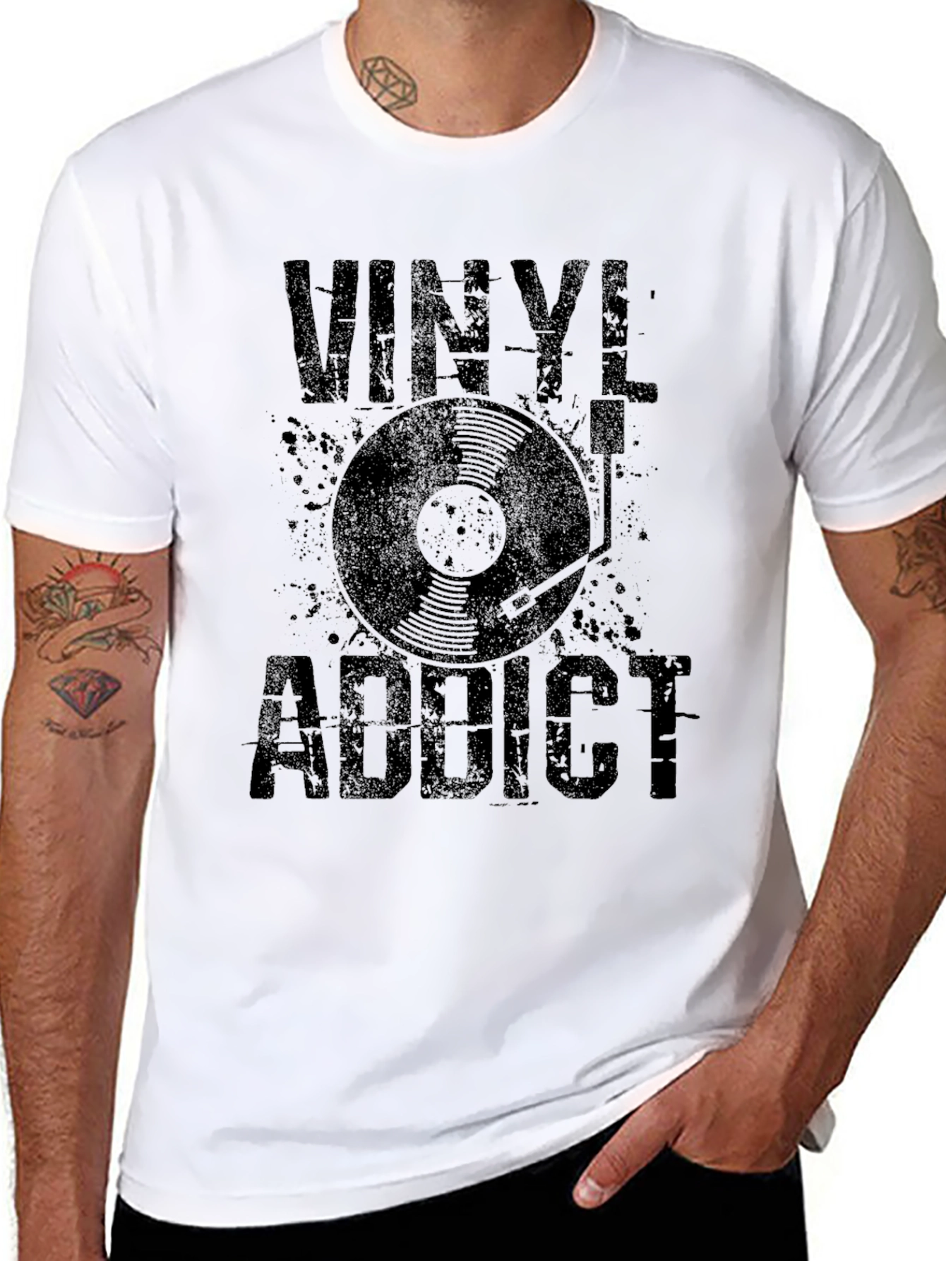 Vinyl Addict Graphic Tee - Music Lover T-Shirt
