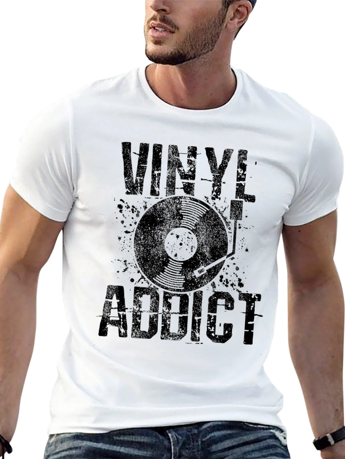 Vinyl Addict Graphic Tee - Music Lover T-Shirt
