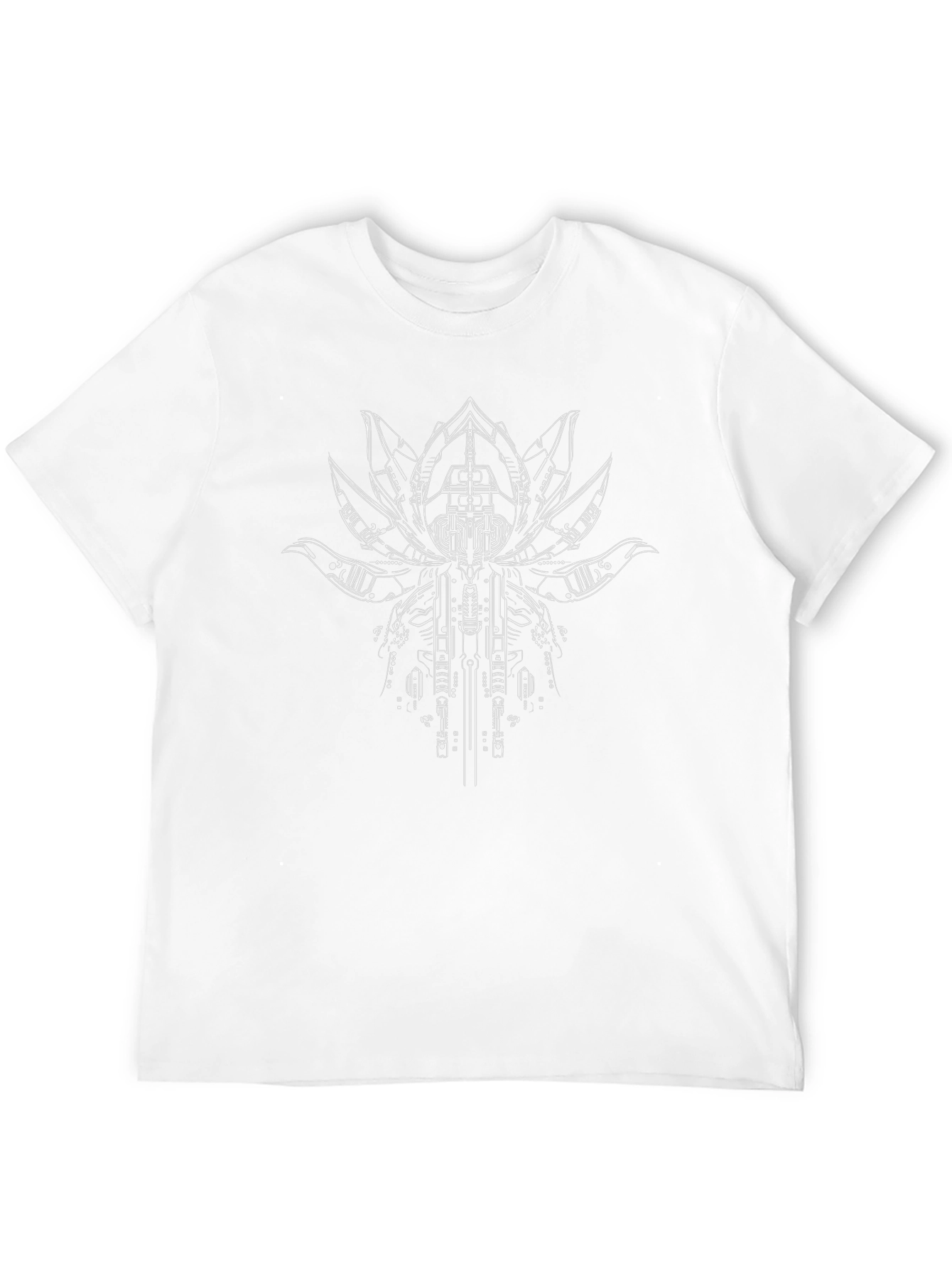Cyber Lotus Graphic Tee - Black Cotton Comfort