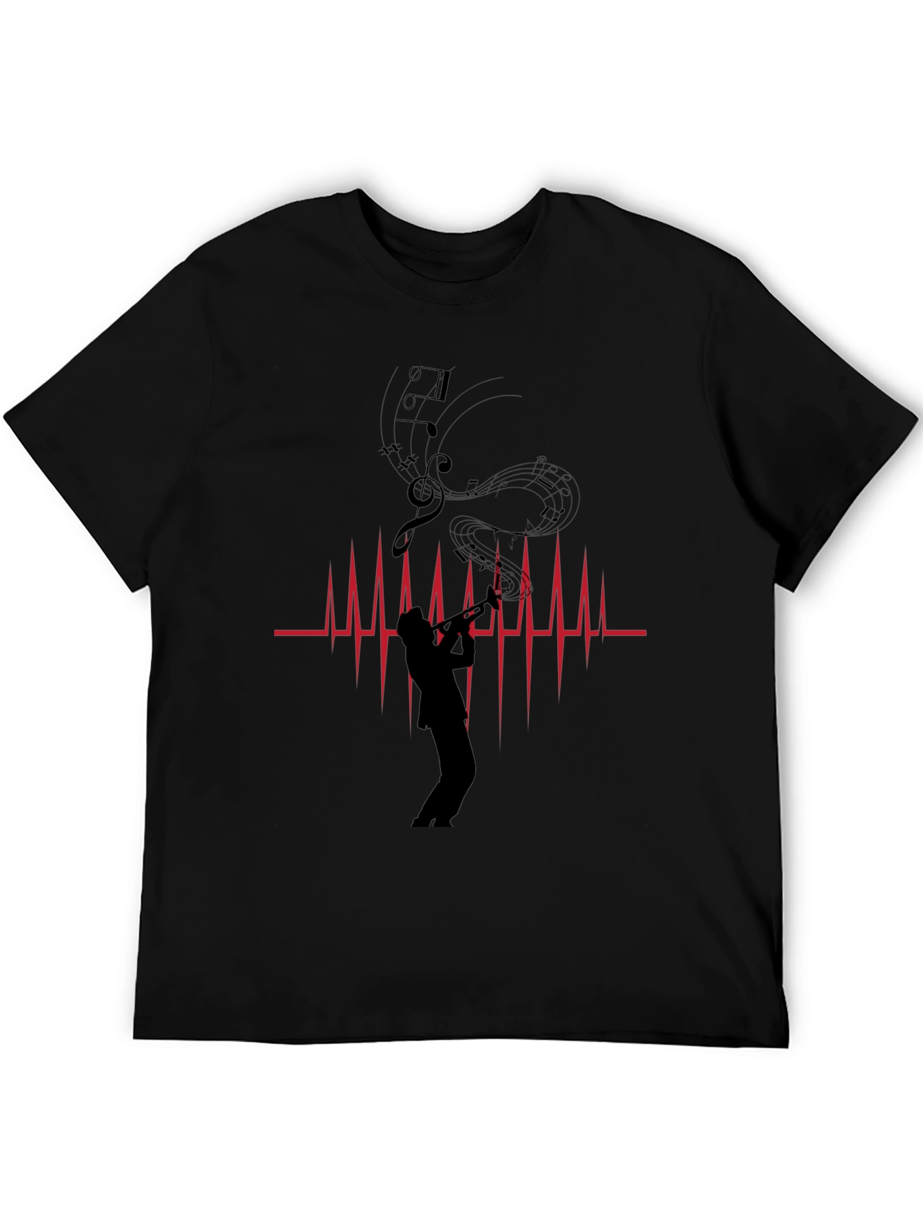 Musician Heartbeat Graphic Tee - Black