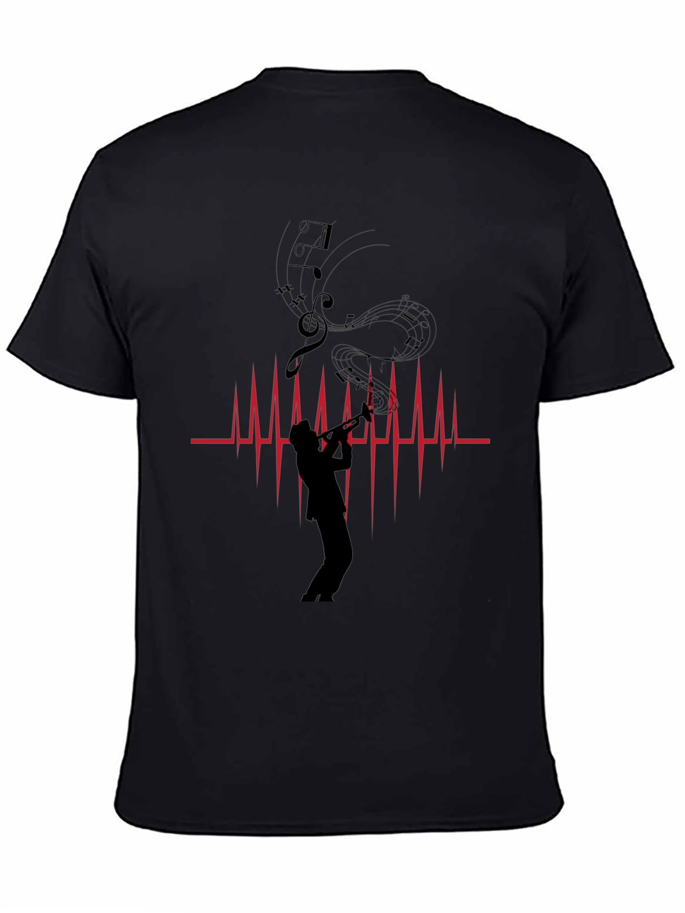 Musician Heartbeat Graphic Tee - Black