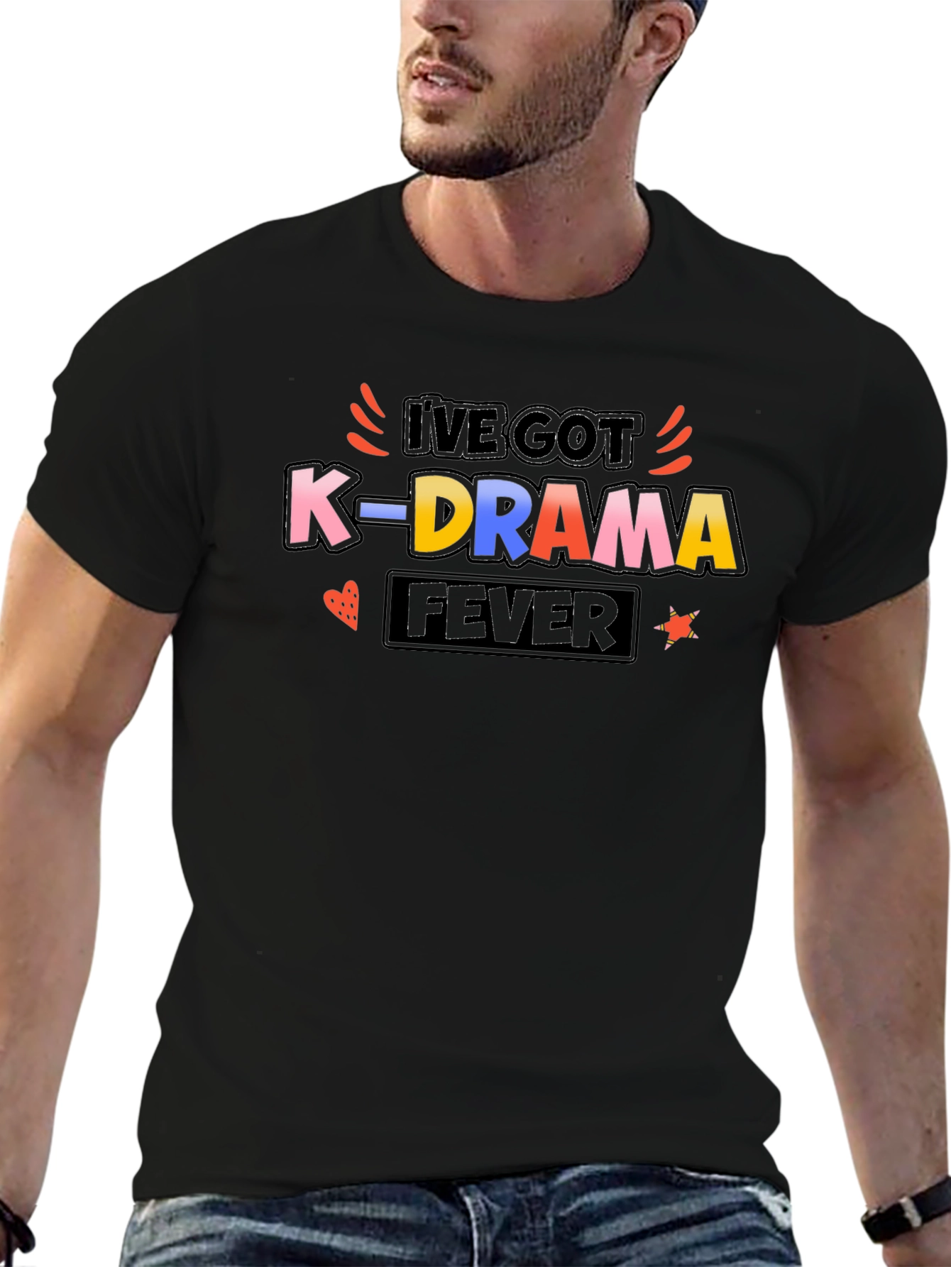 K-Drama Fever Graphic T-Shirt - Black