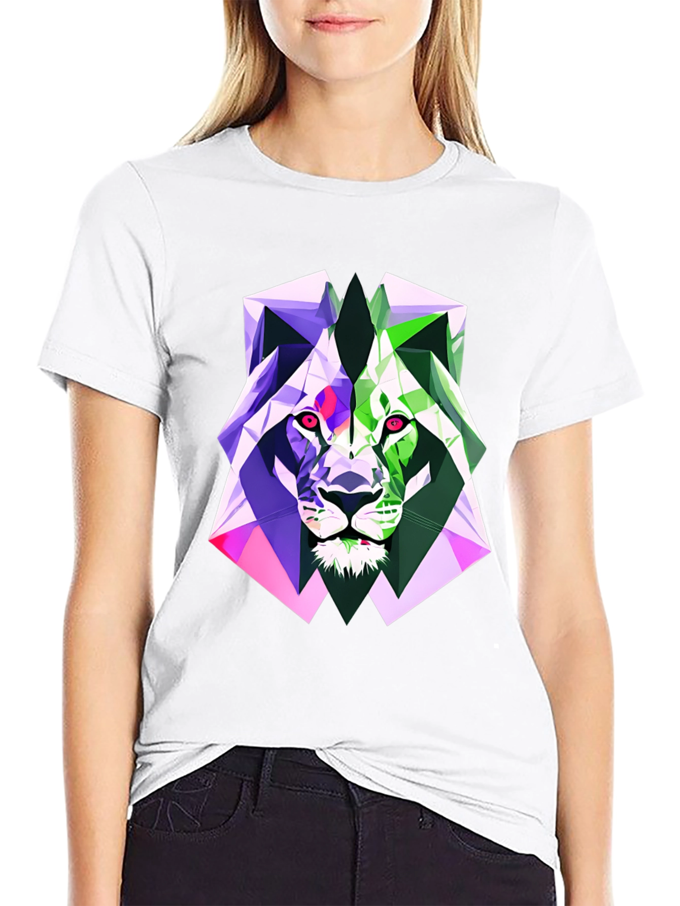Geometric Lion Graphic Tee - Bold Style