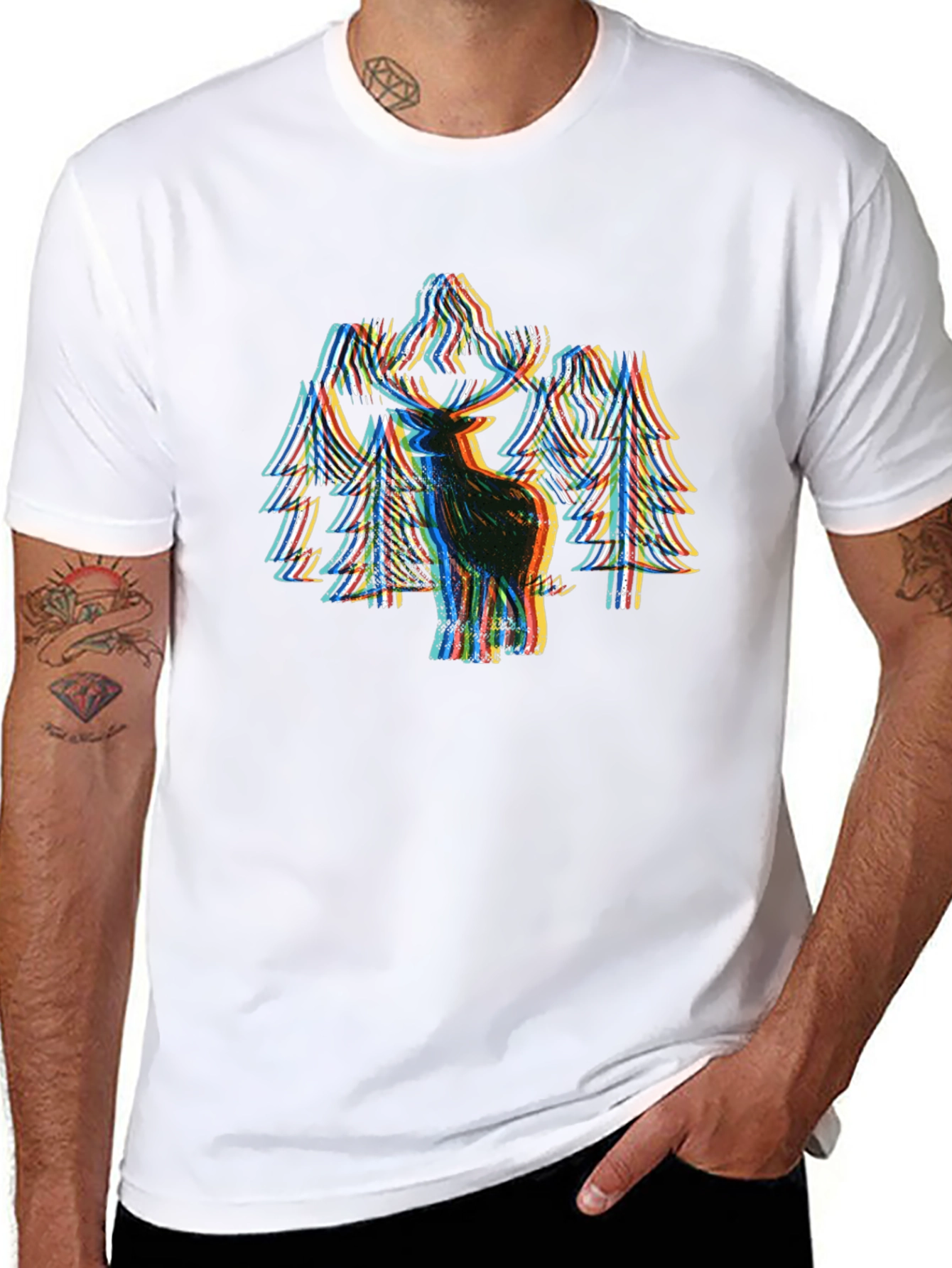 Glitch Art Deer Graphic Tee