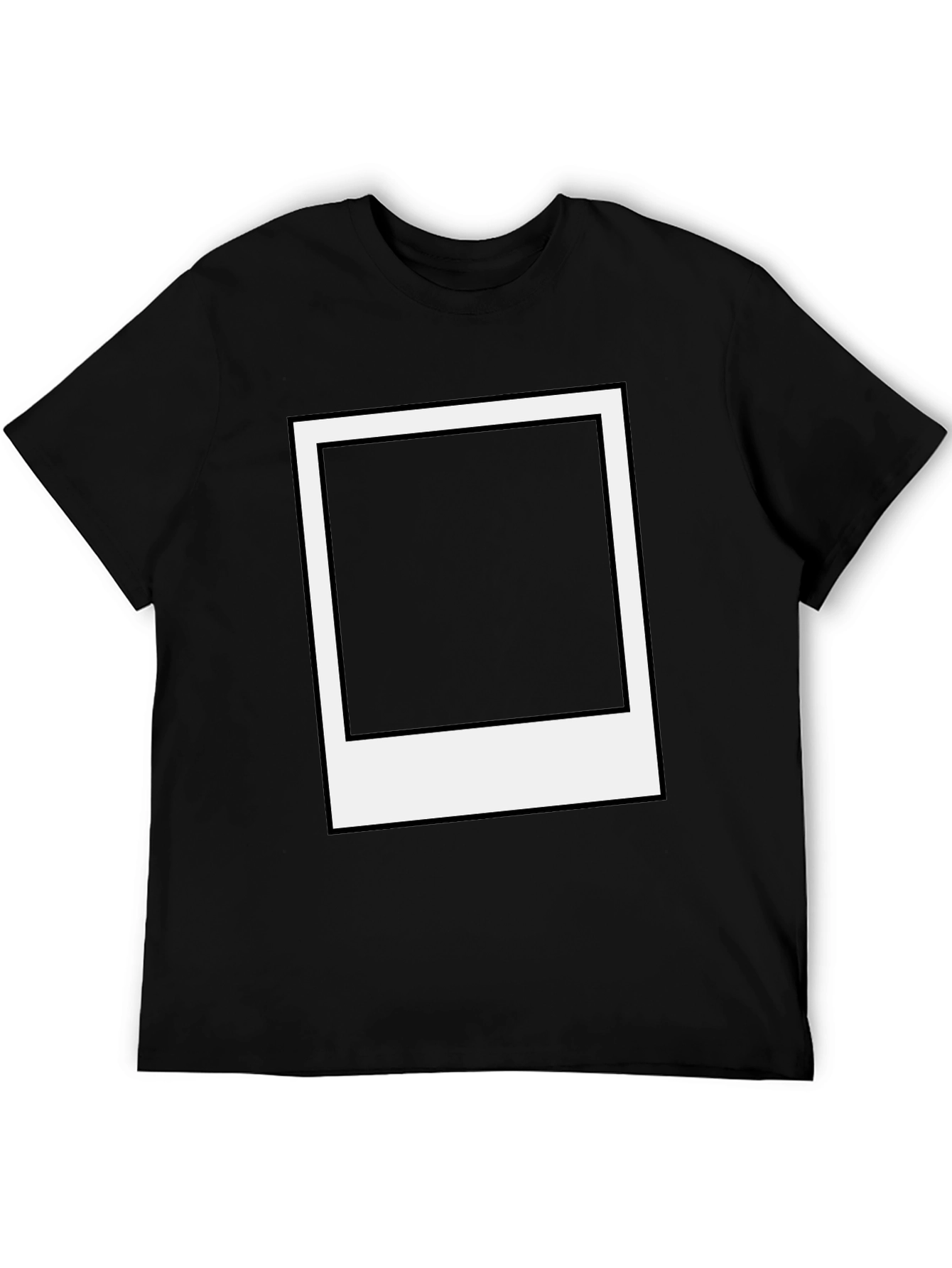 Retro Polaroid Frame Graphic Tee - Classic Black