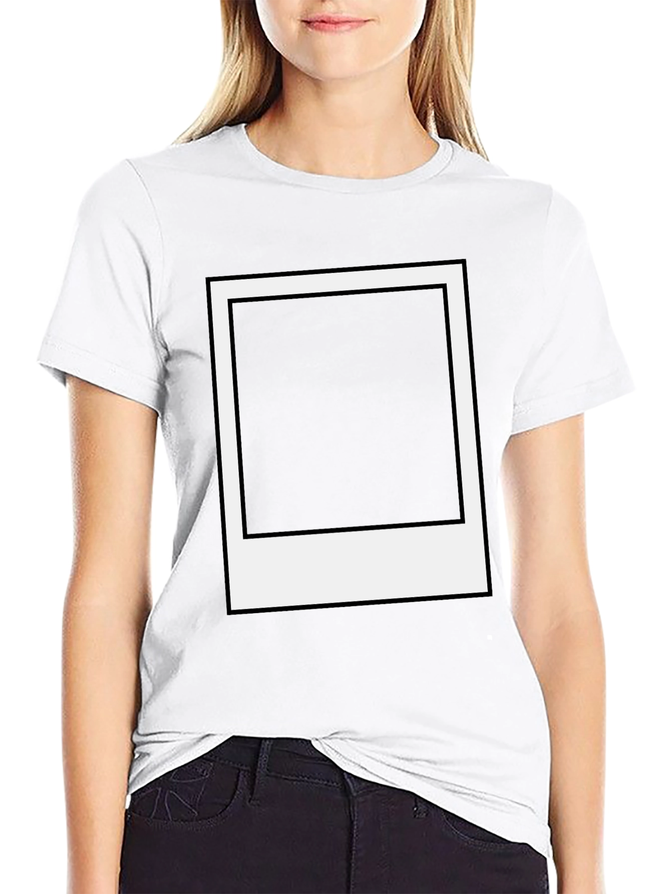 Retro Polaroid Frame Graphic Tee - Classic Black