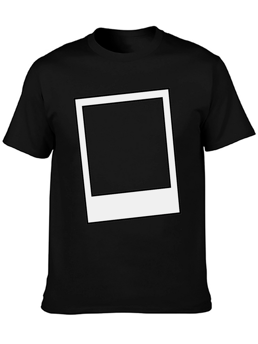 Retro Polaroid Frame Graphic Tee - Classic Black