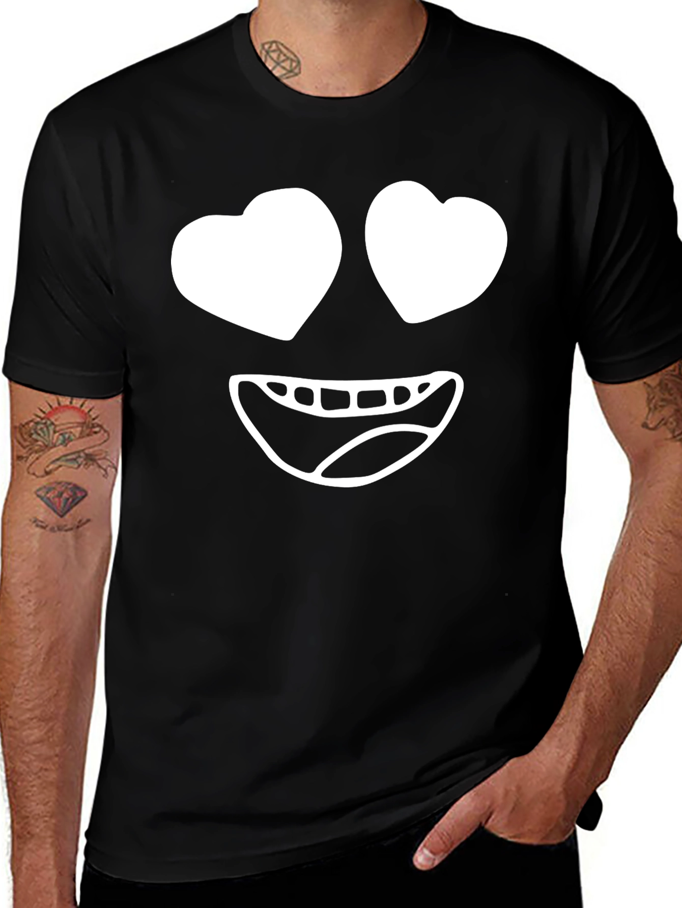 Heart Eyes Emoji Black T-Shirt