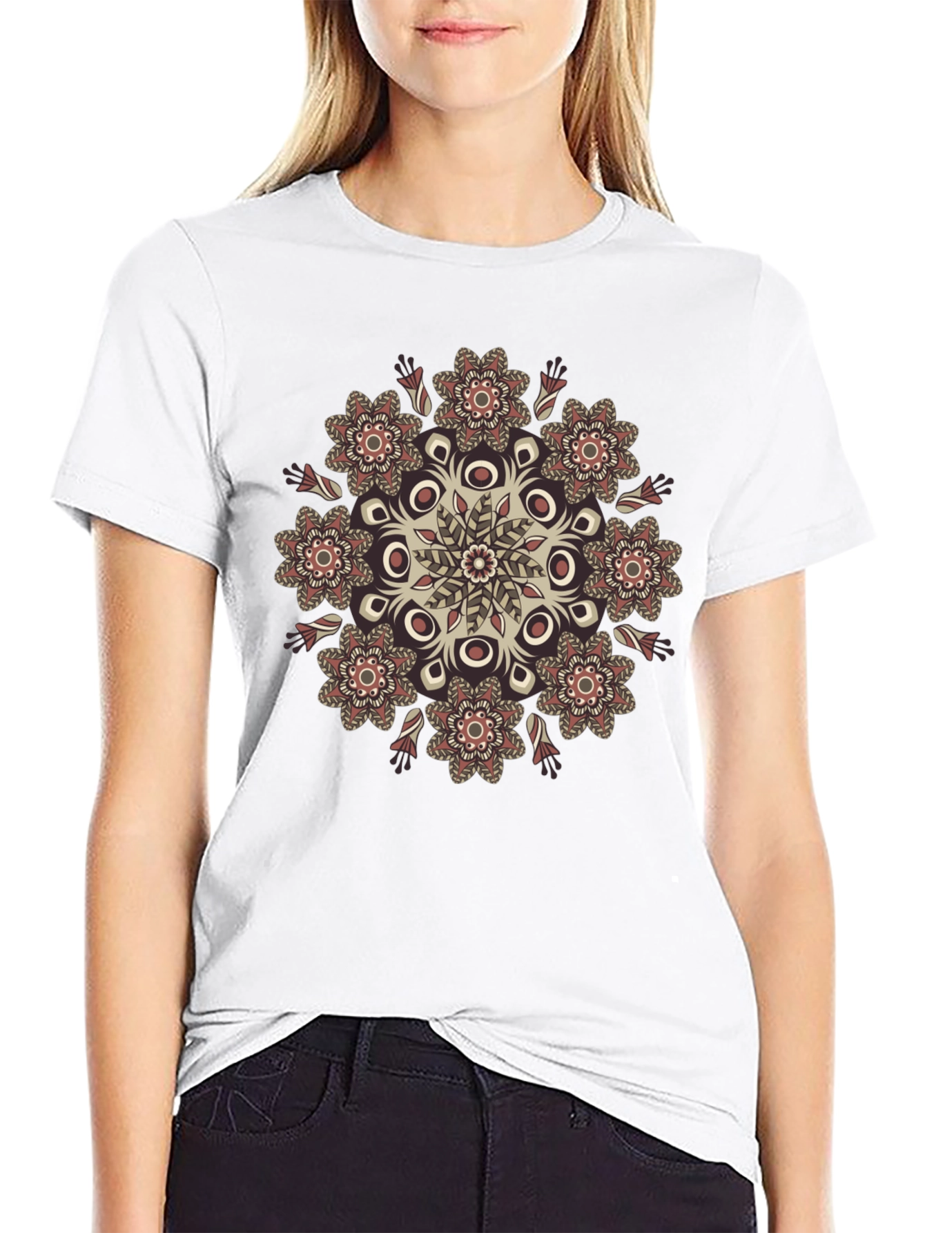 Floral Mandala Graphic Tee - Black