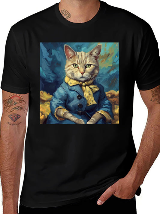 Cat Art T-Shirt - Dapper Feline Design