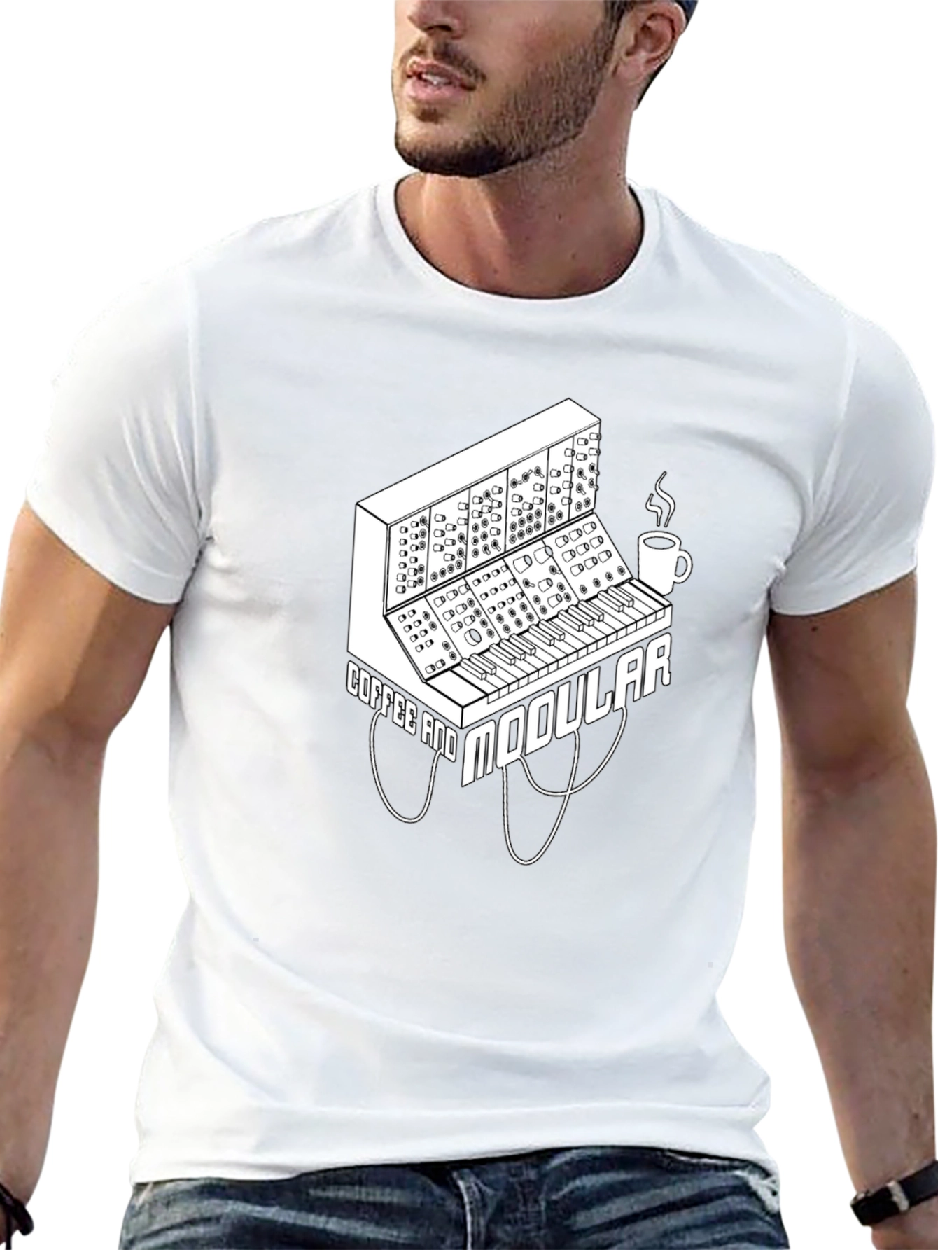 Coffee and Modular Synthesizer Black T-Shirt