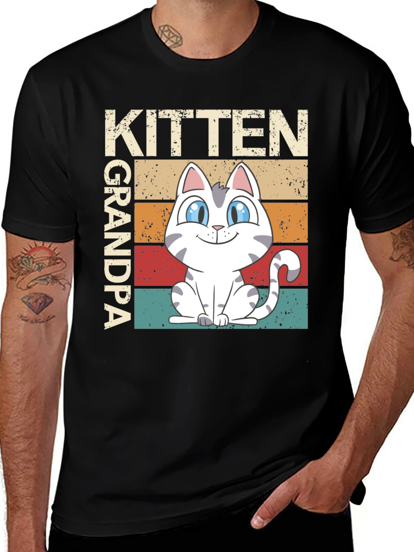 Kitten Grandpa Graphic Tee