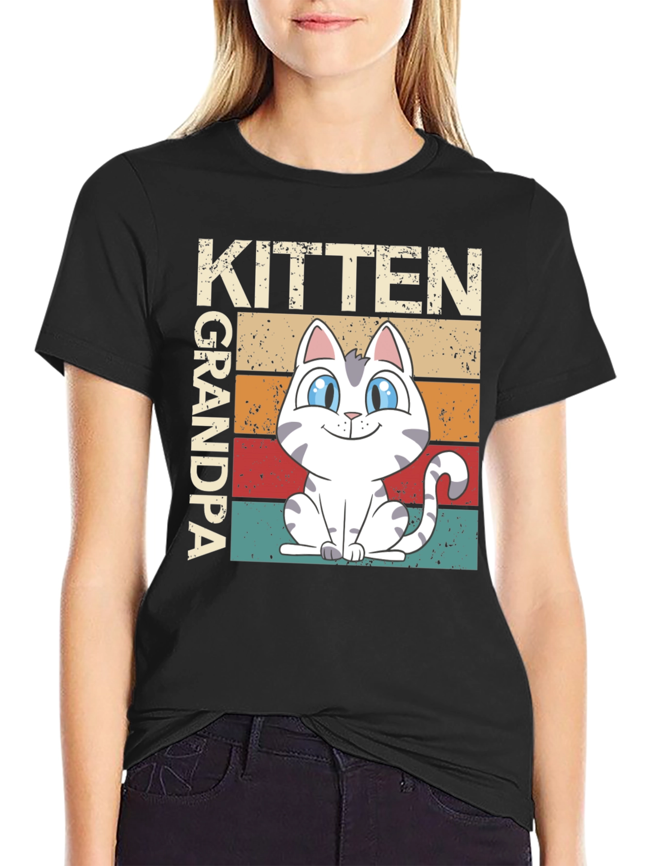 Kitten Grandpa Graphic Tee