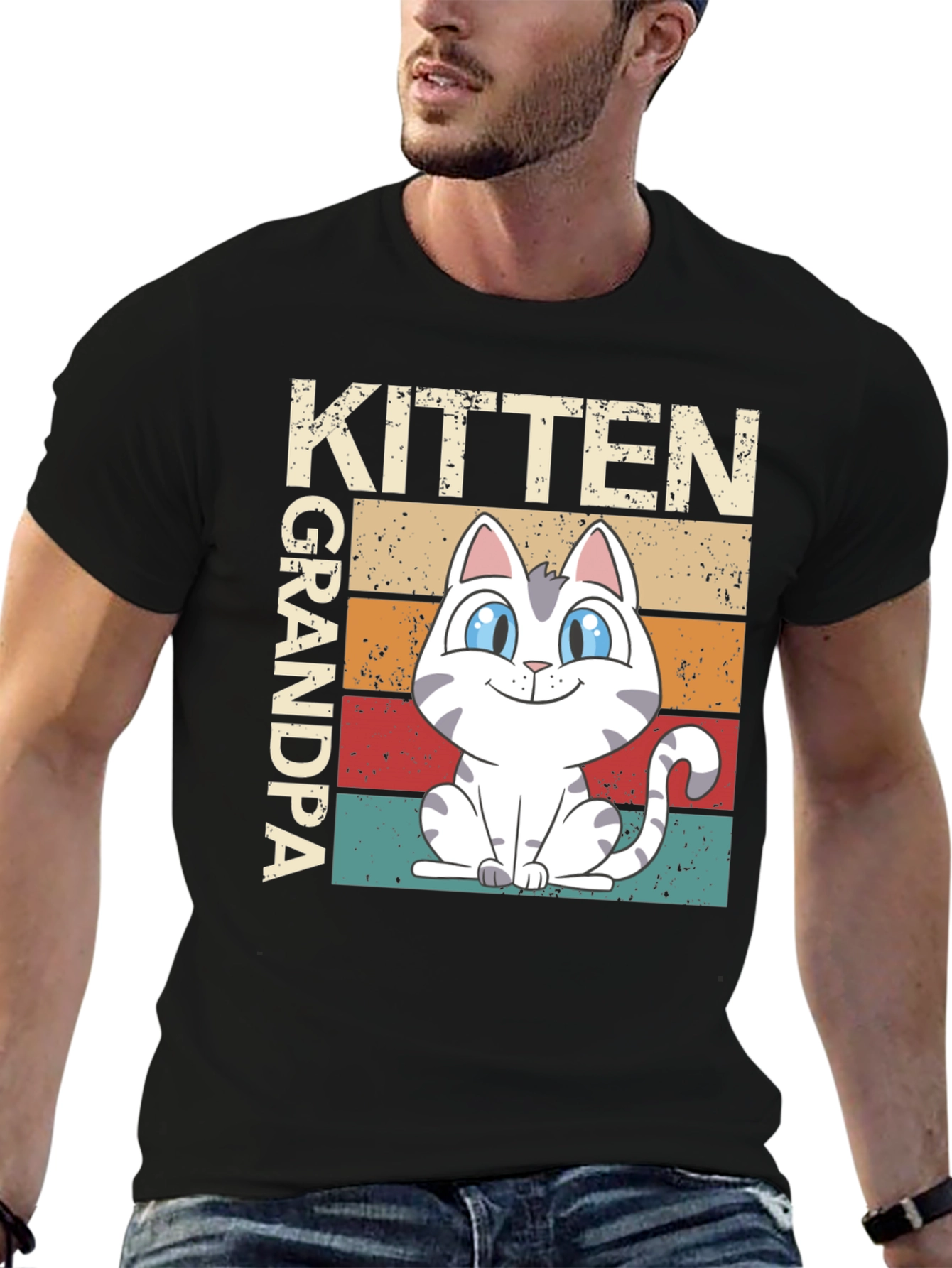 Kitten Grandpa Graphic Tee