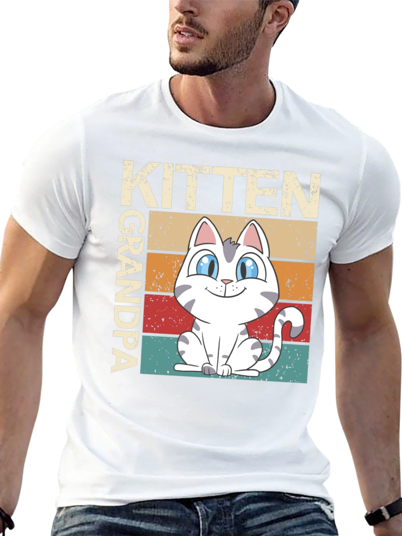 Kitten Grandpa Graphic Tee